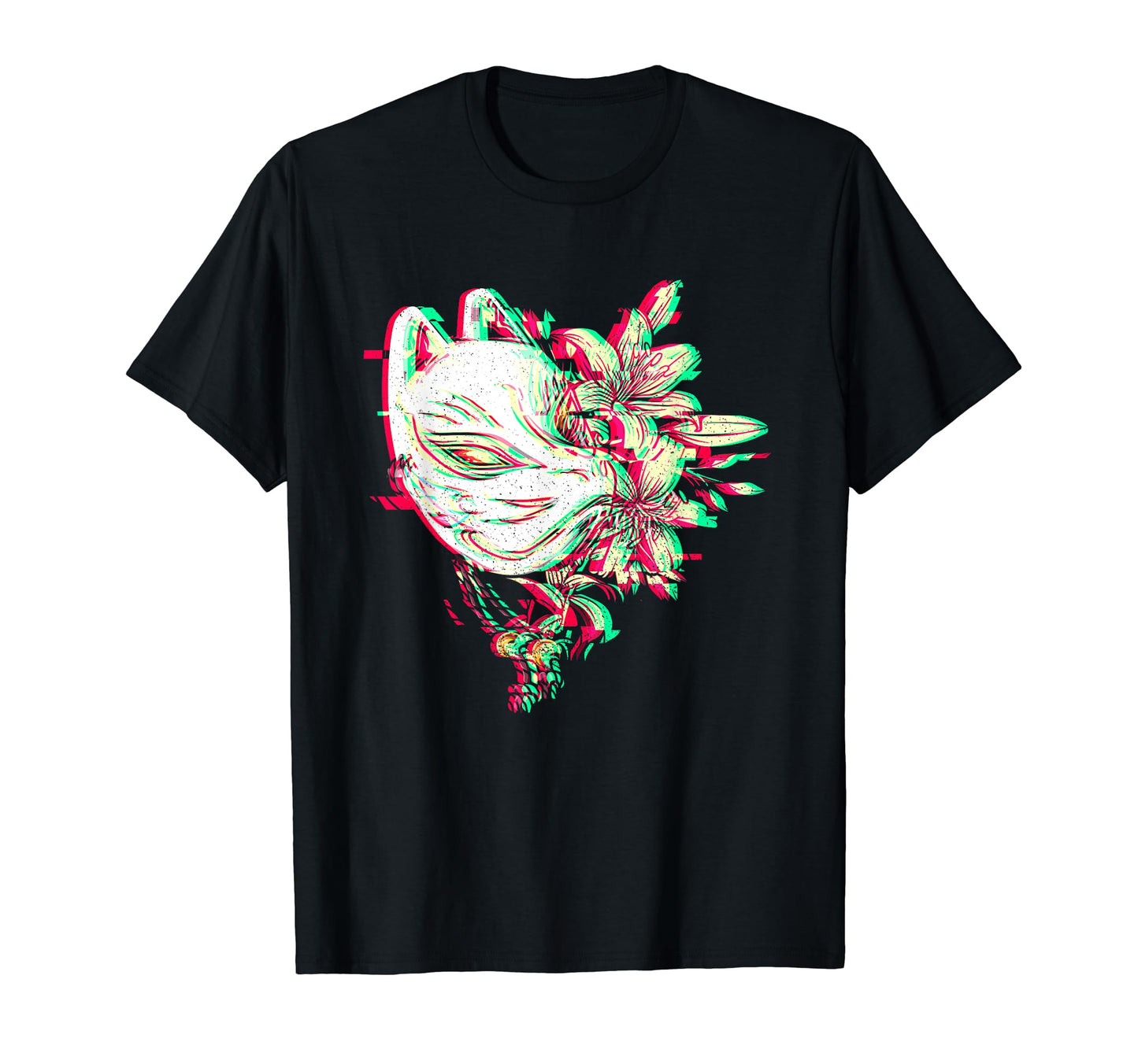 Kitsune Mask Glitch Anime Japan T-Shirt - Streetwear Style Men Women - T-Shirt, Sweatshirt, Hoodie