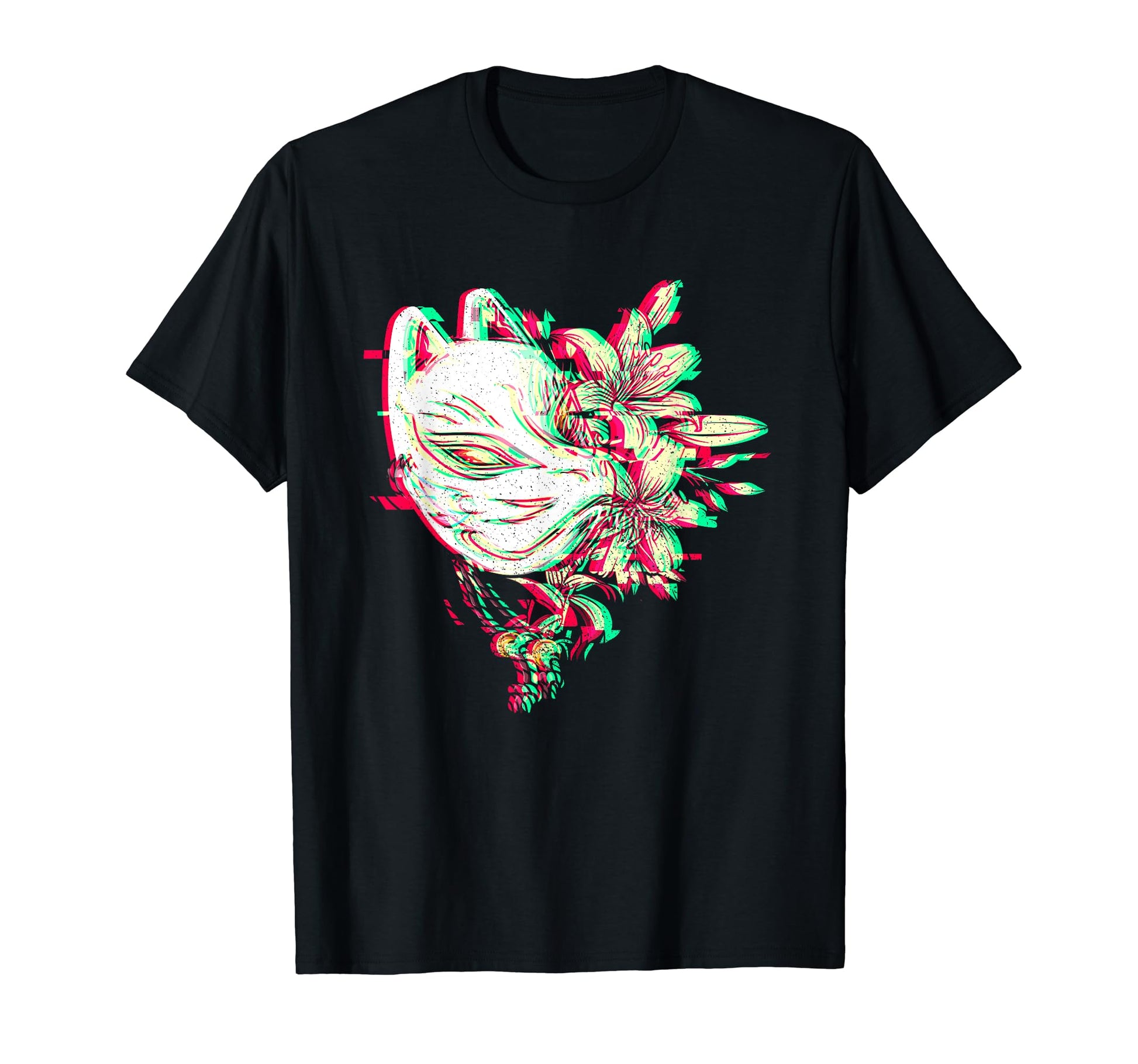 Kitsune Mask Glitch Anime Japan T-Shirt - Streetwear Style Men Women - T-Shirt, Sweatshirt, Hoodie