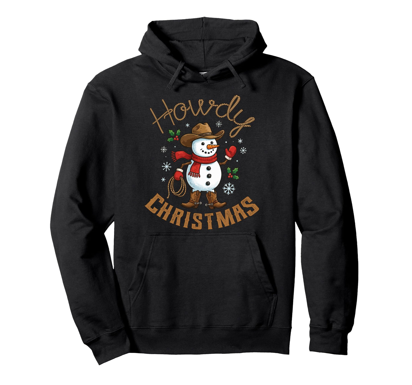 Snowman Cowboy Western Hochristmas Hoodie - Aesthetic Graphic for Adults - T-Shirt, Sweatshirt, Hoodie
