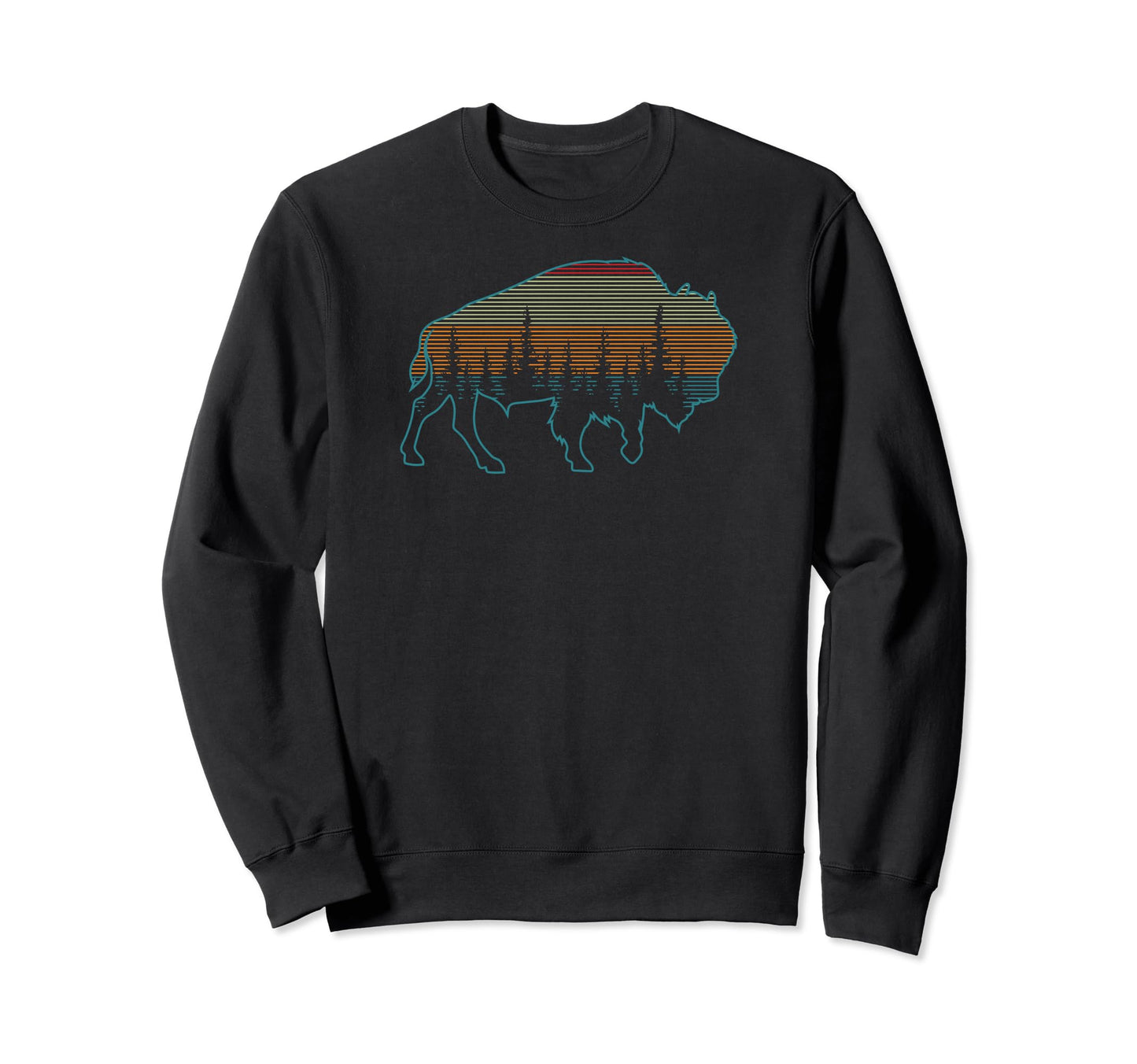 Pine Tree Bison American Buffalo Sweatshirt - Unique Graphic Unisex - T-Shirt, Sweatshirt, Hoodie