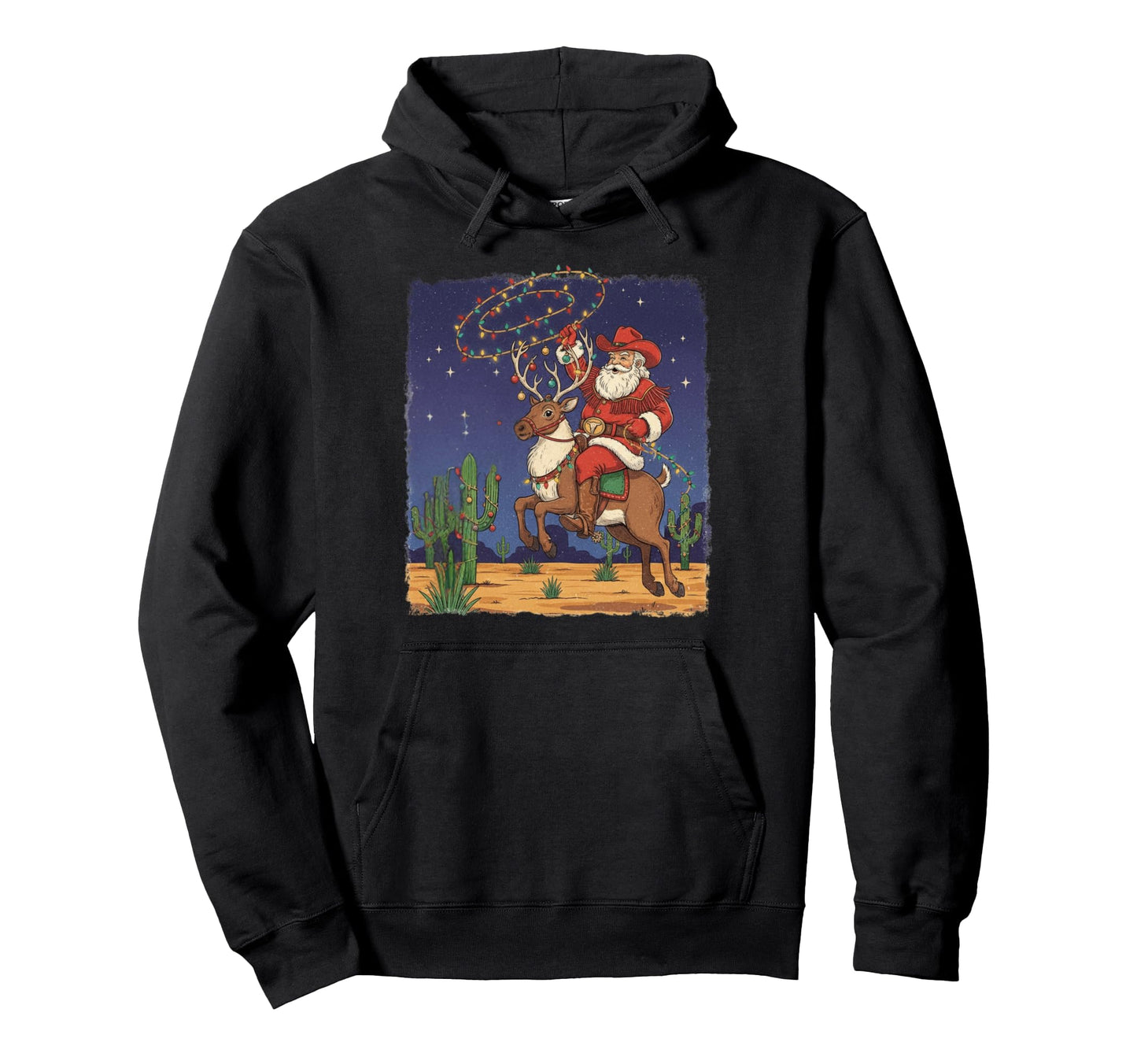 Santa Claus Cowboy Western Rodeo Hoodie - Novelty Apparel Unisex - T-Shirt, Sweatshirt, Hoodie