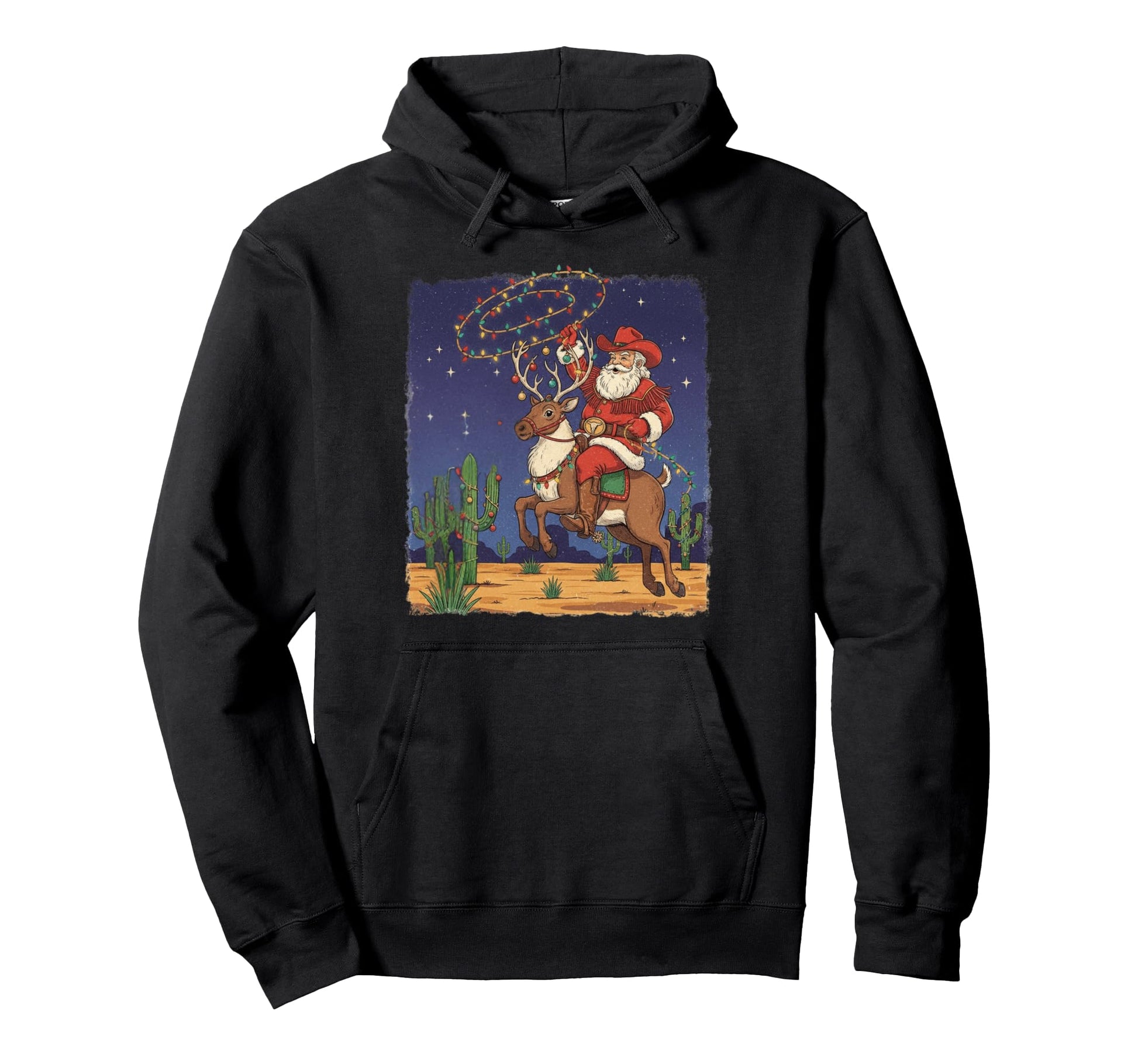 Santa Claus Cowboy Western Rodeo Hoodie - Novelty Apparel Unisex - T-Shirt, Sweatshirt, Hoodie