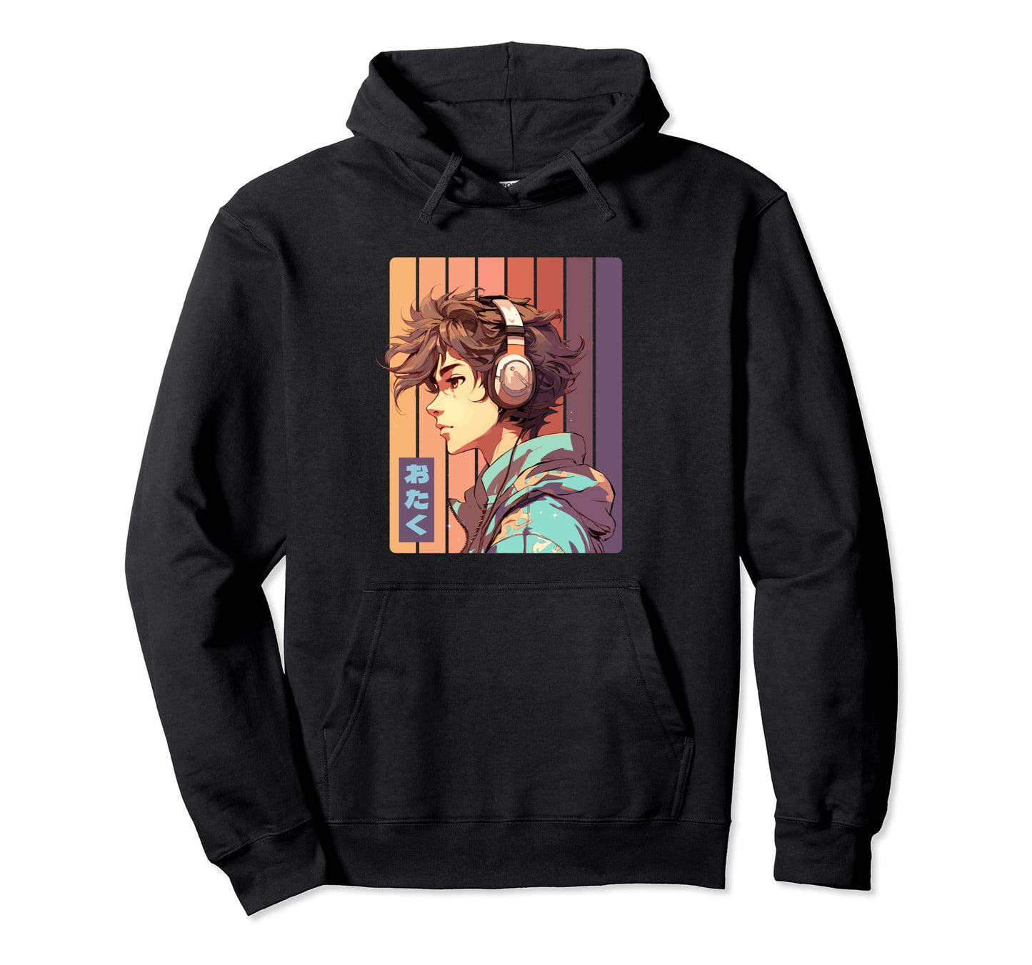 Aesthetic Vaporwave Anime Headphones Hoodie - Aesthetic Graphic Unisex - T-Shirt, Sweatshirt, Hoodie
