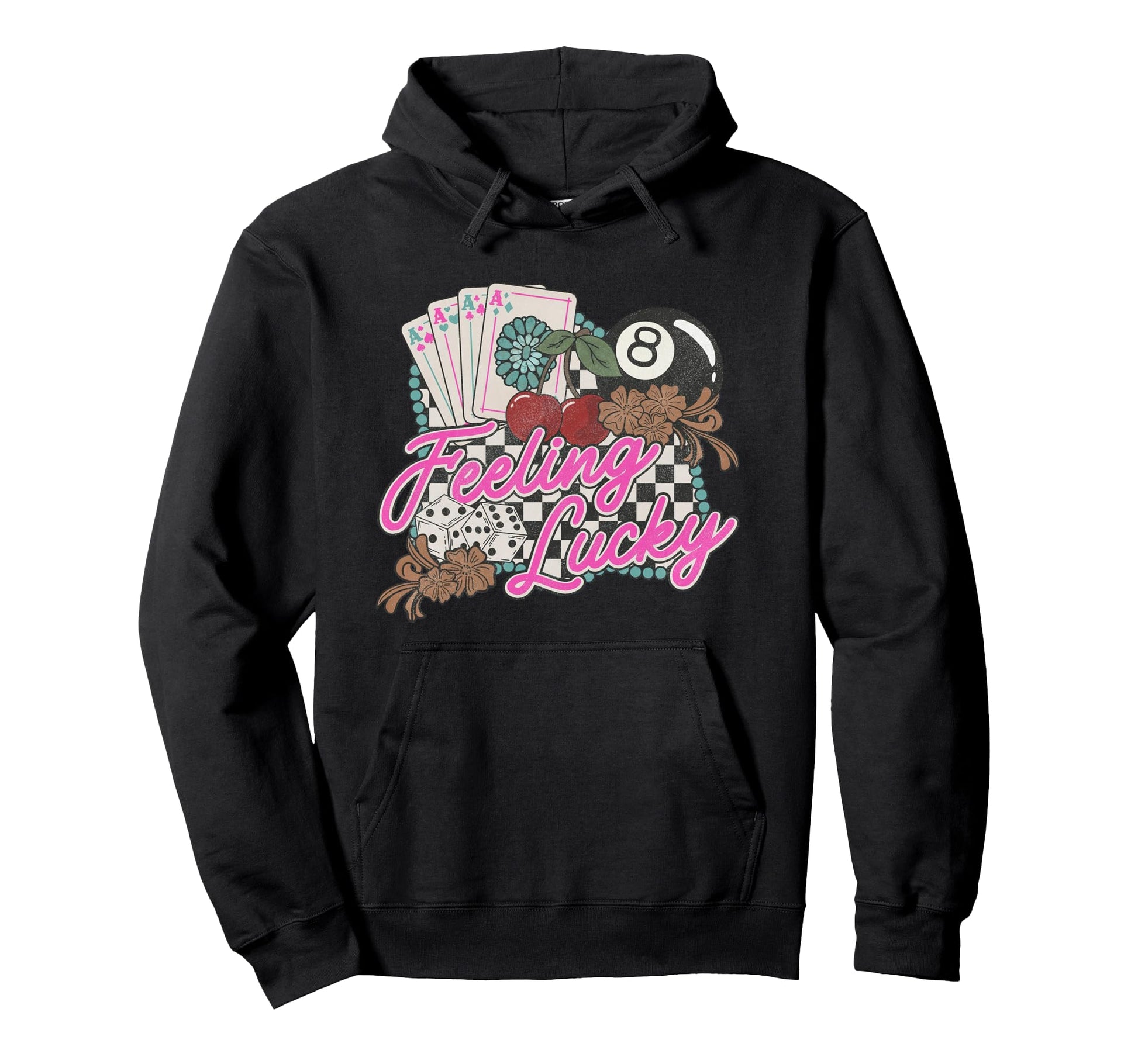 Feeling Lucky Turquoise Frame Trendy Hoodie - Streetwear Style for Adults - T-Shirt, Sweatshirt, Hoodie