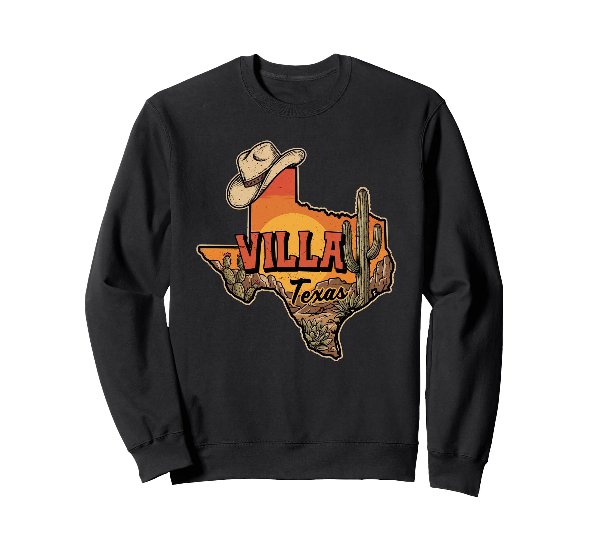 Villa Texas Cowboy Hat Desert Sweatshirt - Custom Art Print for Adults - T-Shirt, Sweatshirt, Hoodie