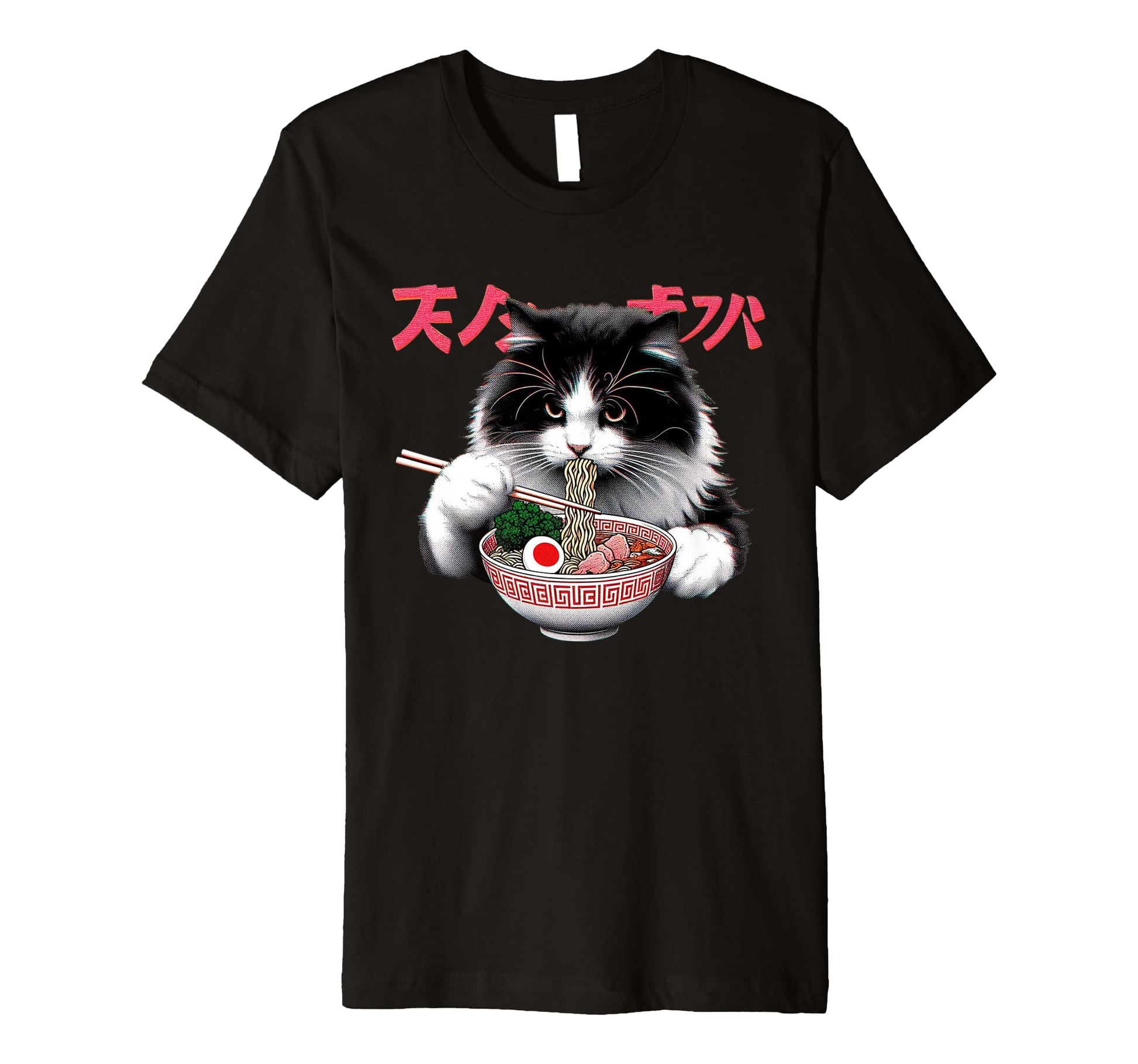 Ramen Cat Vaporwave Japanese Aesthetic T-Shirt - Fun Novelty Design Unisex - T-Shirt, Sweatshirt, Hoodie