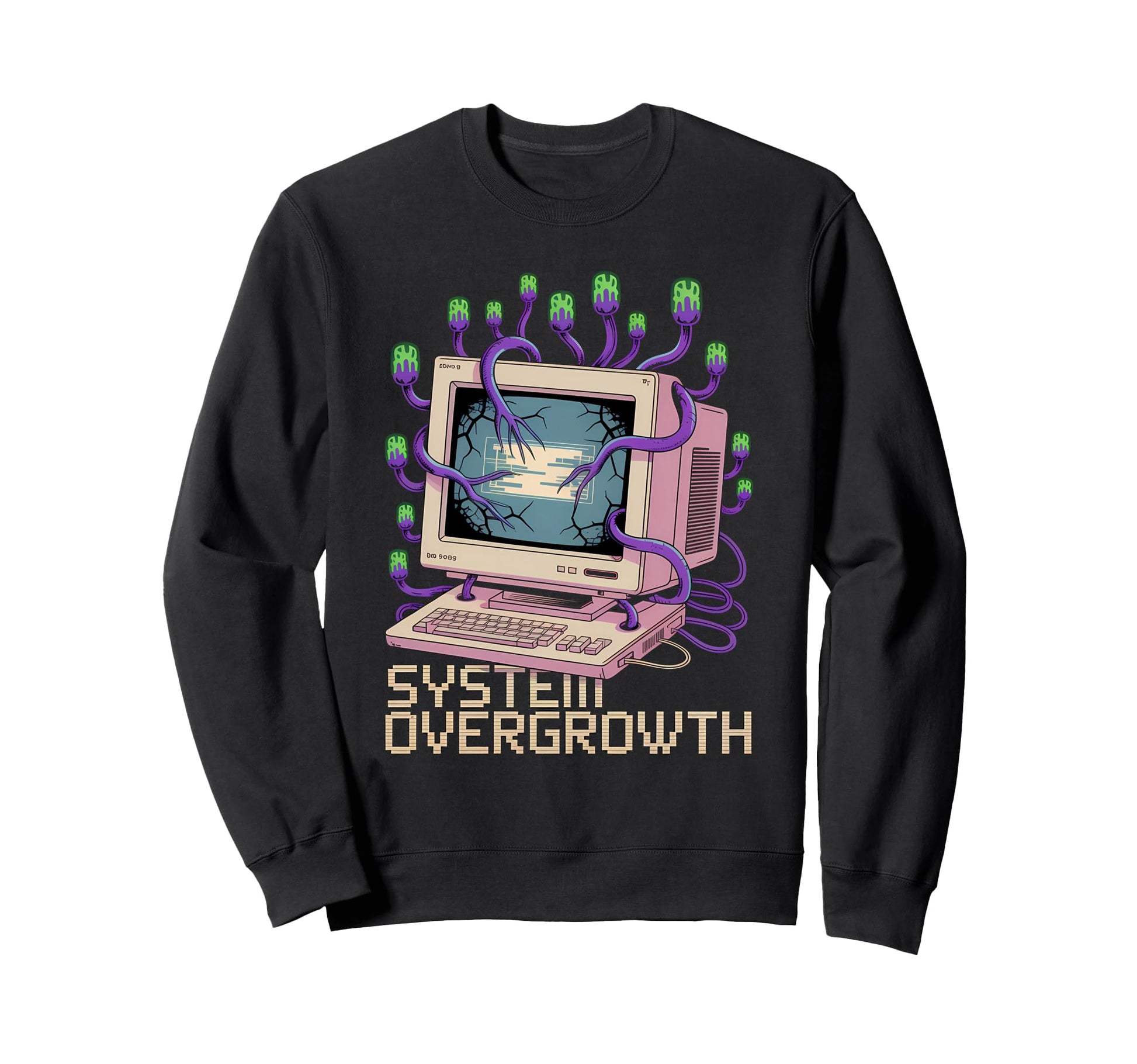 Computer Vaporwave Glitch Plants Sweatshirt - Fun Novelty Design Unisex - T-Shirt, Sweatshirt, Hoodie