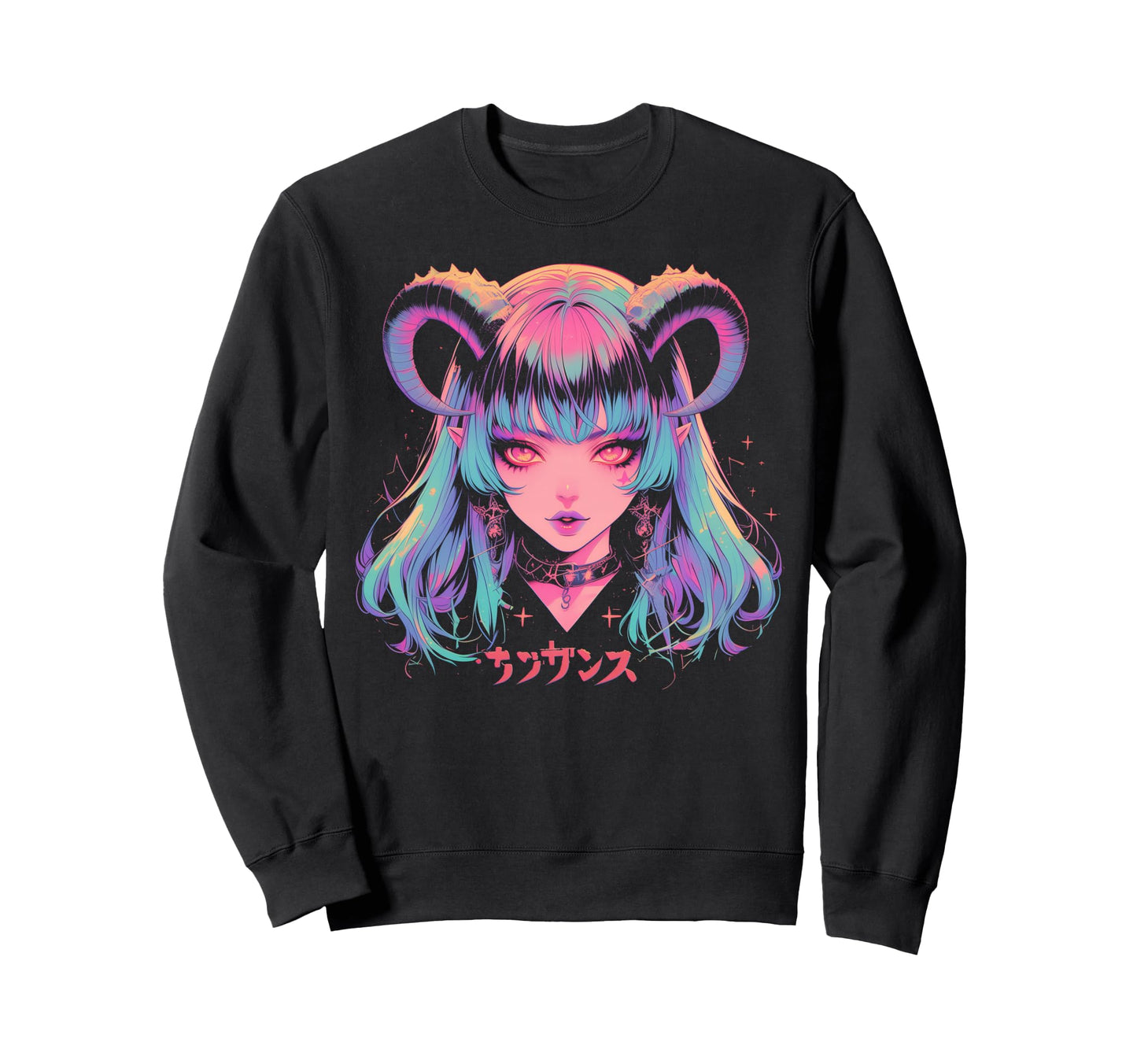 Goth Grunge Demon Anime Waifu Horror Sweatshirt - Trendy Graphic Men Women - T-Shirt, Sweatshirt, Hoodie