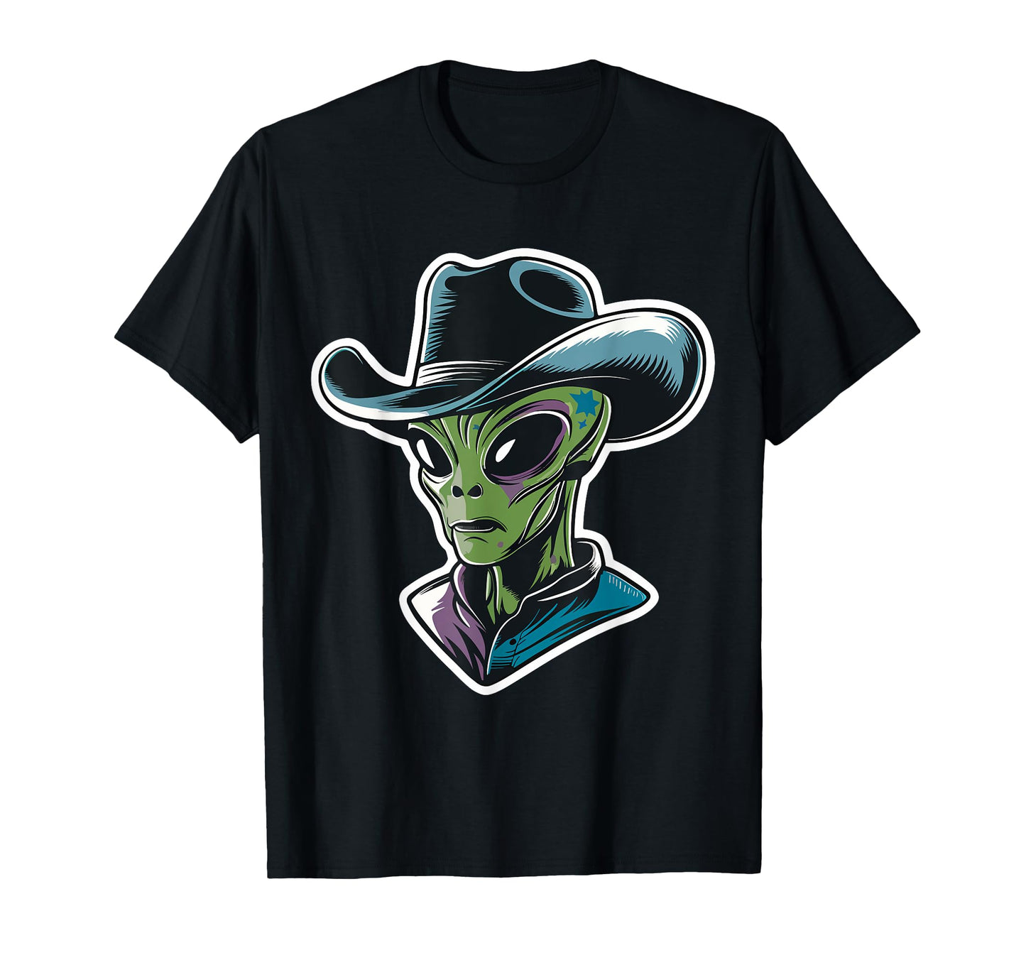 Alien Alien Cowboy Hat T-Shirt - Casual Everyday Wear for Adults - T-Shirt, Sweatshirt, Hoodie