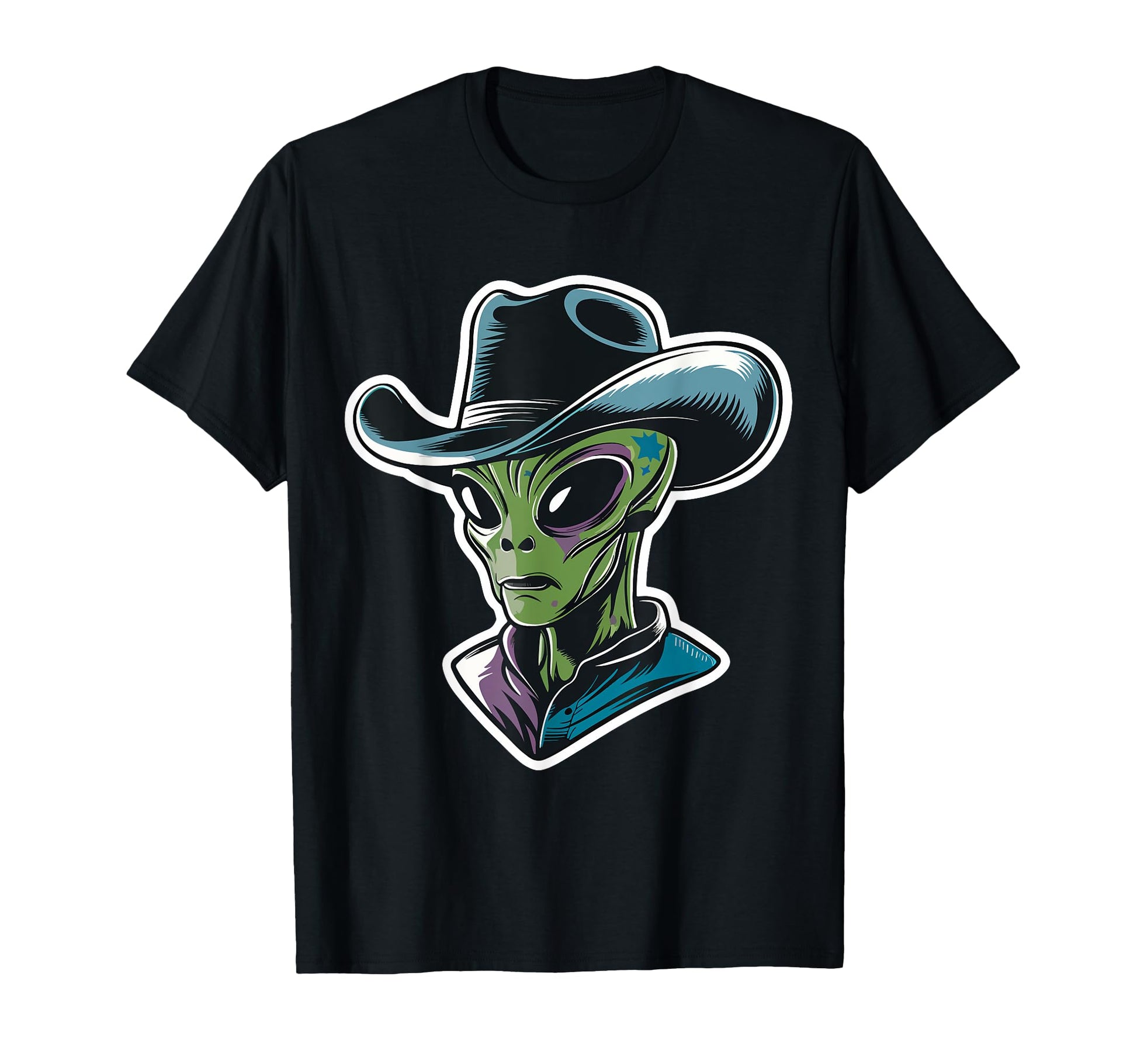 Alien Alien Cowboy Hat T-Shirt - Casual Everyday Wear for Adults - T-Shirt, Sweatshirt, Hoodie