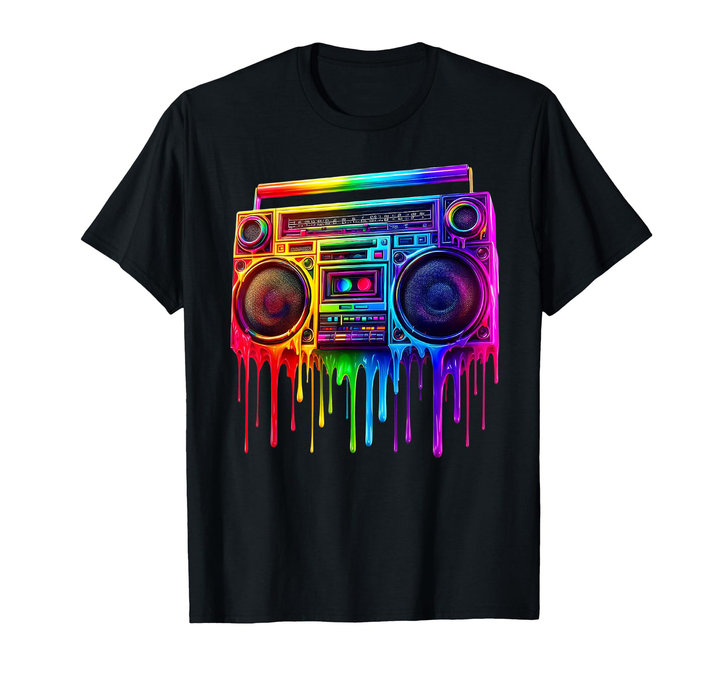 Dripping Paint Boombox Old School 80S T-Shirt - Novelty Apparel Unisex - T-Shirt, Sweatshirt, Hoodie