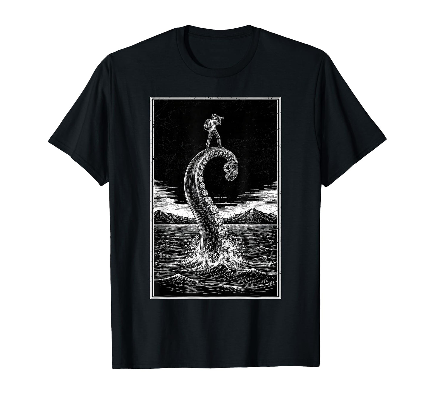 Photographer Octopus Moon Camera T-Shirt - Custom Art Print Men Women - T-Shirt, Sweatshirt, Hoodie