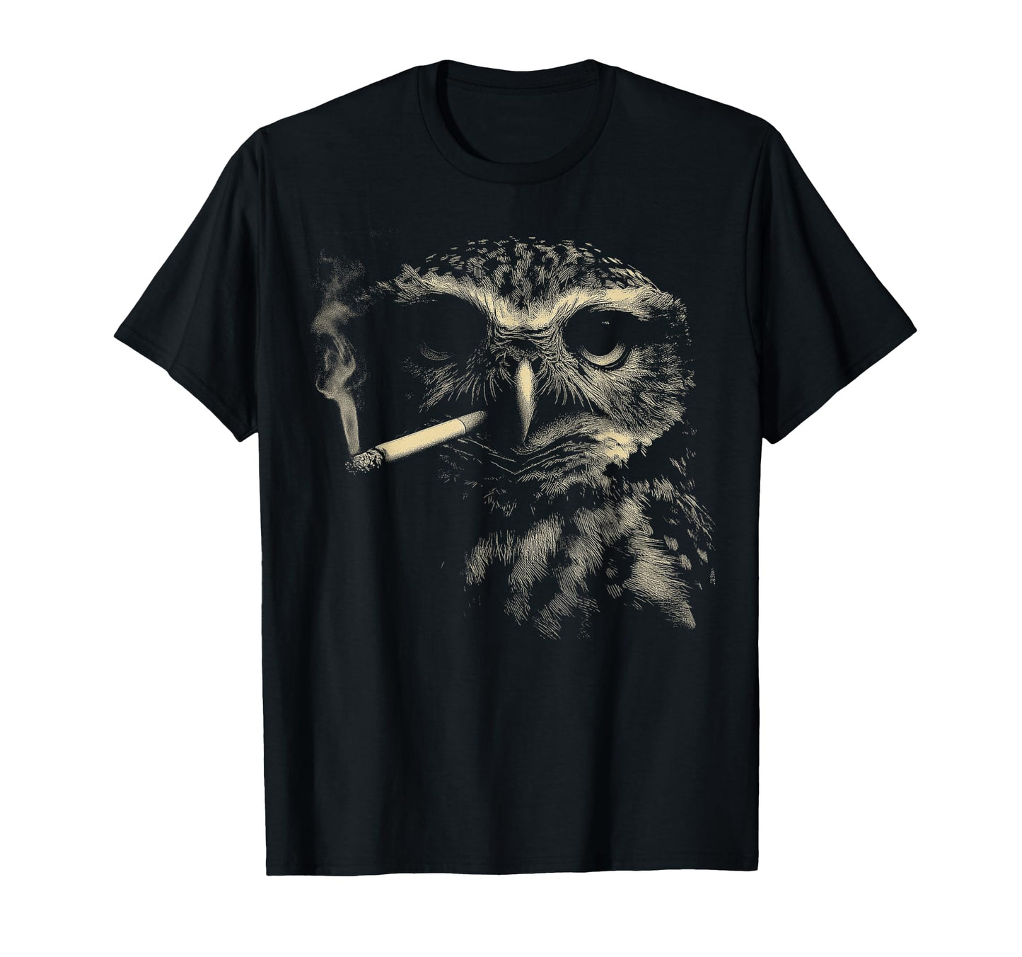 Funny Owl Smoking Bird Cigarette T-Shirt - Aesthetic Graphic for Adults - T-Shirt, Sweatshirt, Hoodie
