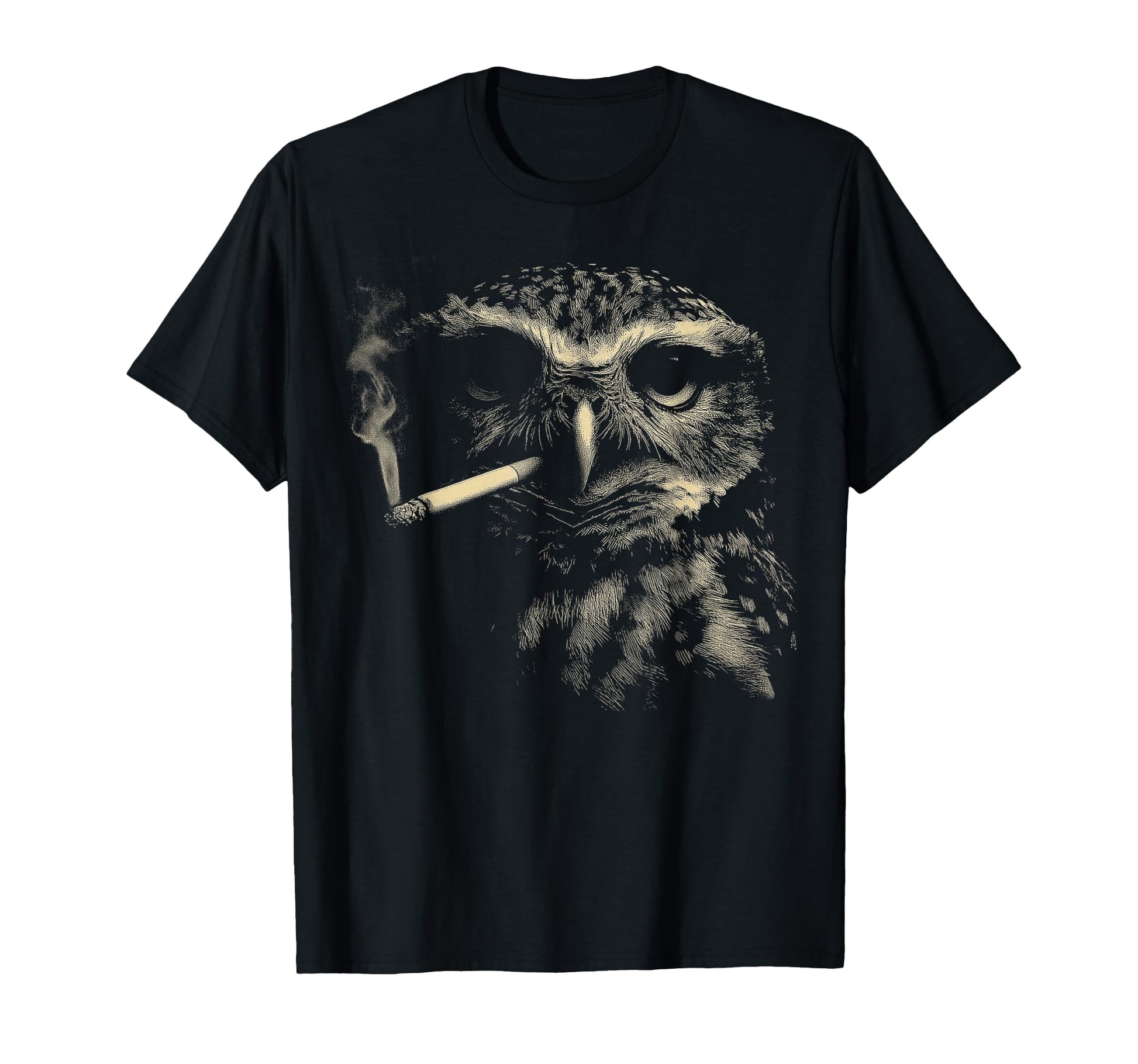 Funny Owl Smoking Bird Cigarette T-Shirt - Aesthetic Graphic for Adults - T-Shirt, Sweatshirt, Hoodie