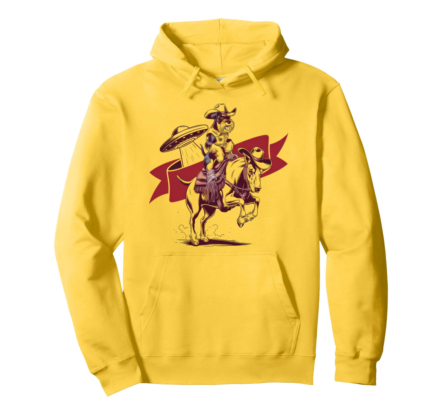 Schnauzer Schnauzer Ufo Western Hoodie - Casual Everyday Wear Men Women - T-Shirt, Sweatshirt, Hoodie