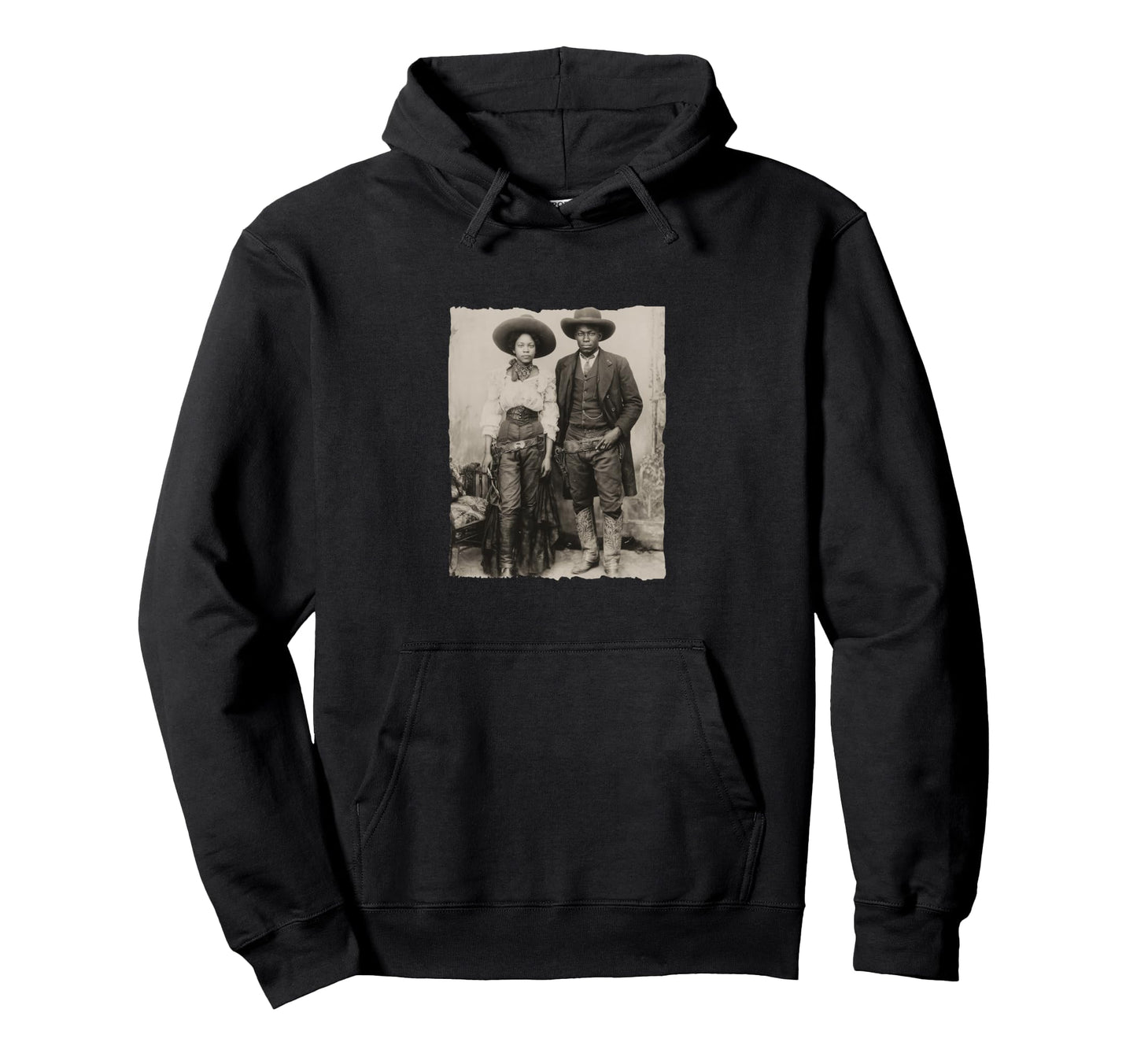 Black Cowboy Cowgirl Old American West Hoodie - Trendy Graphic Unisex - T-Shirt, Sweatshirt, Hoodie
