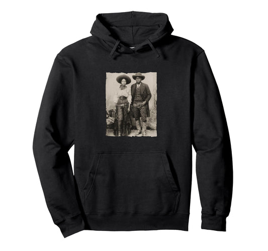 Black Cowboy Cowgirl Old American West Hoodie - Trendy Graphic Unisex - T-Shirt, Sweatshirt, Hoodie