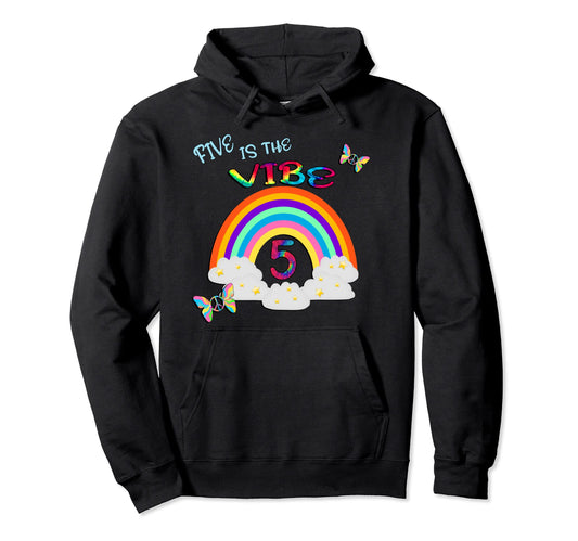 5Th Birthday Rainbows Five Hoodie - Casual Everyday Wear for Adults - T-Shirt, Sweatshirt, Hoodie