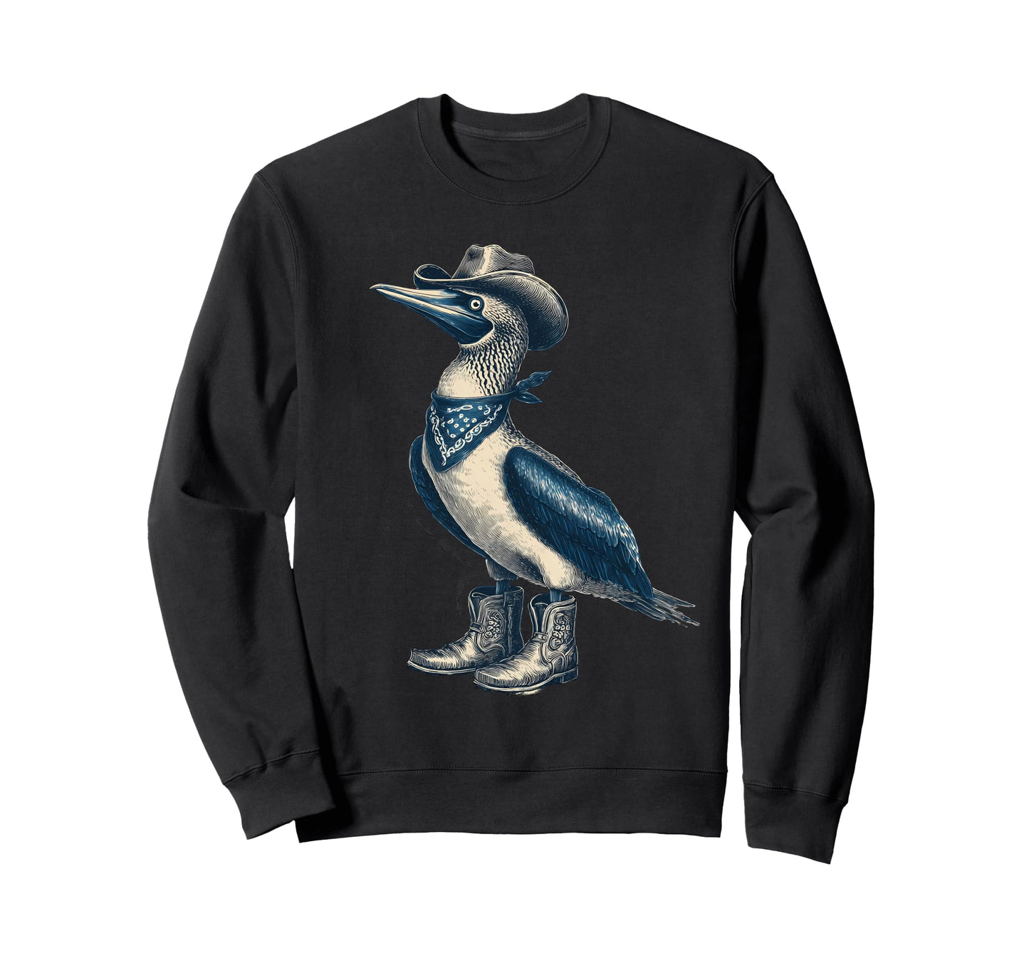 Blue Footed Booby Cowboy Sweatshirt - Fun Novelty Design for Adults - T-Shirt, Sweatshirt, Hoodie