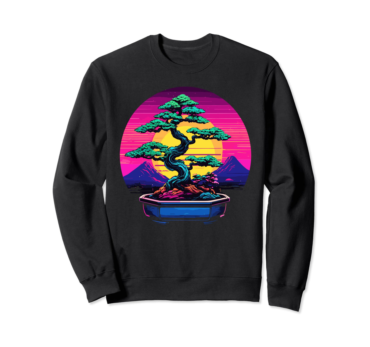 Bonsai Tree Vaporwave Cyberpunk Sweatshirt - Graphic Print for Adults - T-Shirt, Sweatshirt, Hoodie