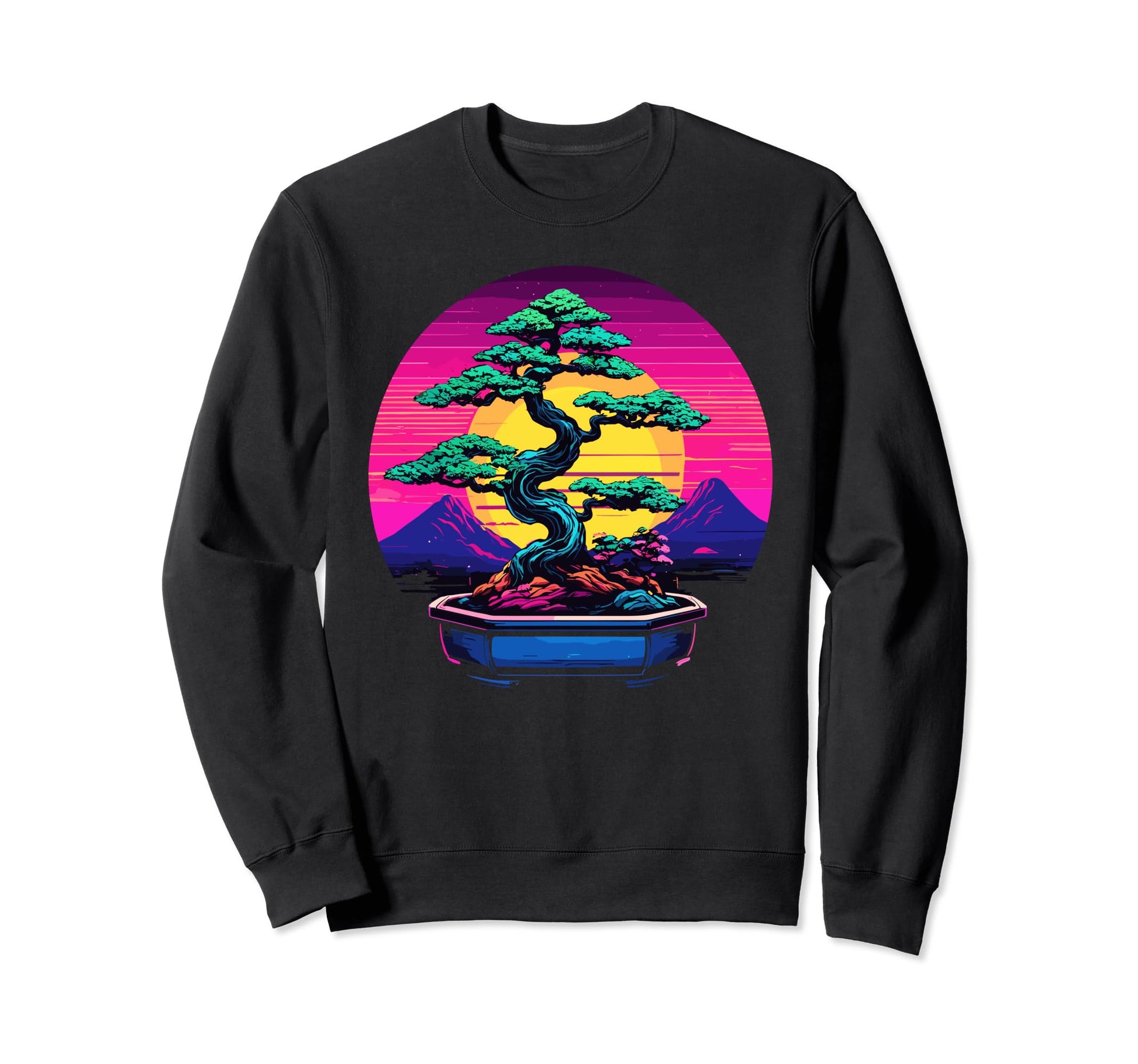 Bonsai Tree Vaporwave Cyberpunk Sweatshirt - Graphic Print for Adults - T-Shirt, Sweatshirt, Hoodie