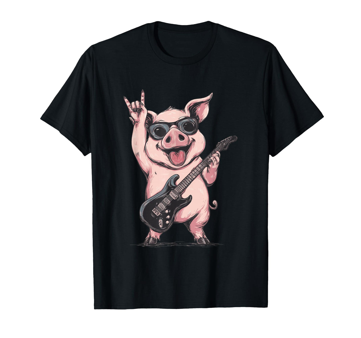 Rockstar Pig Sunglasses Electric T-Shirt - Custom Art Print for Adults - T-Shirt, Sweatshirt, Hoodie