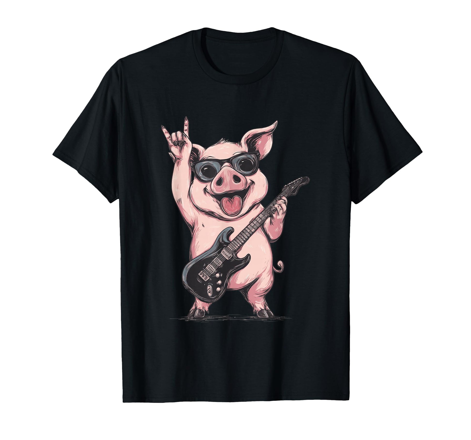 Rockstar Pig Sunglasses Electric T-Shirt - Custom Art Print for Adults - T-Shirt, Sweatshirt, Hoodie