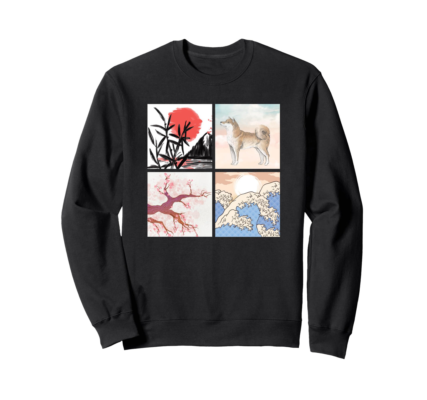 Japanese Art Shiba Inu Cherry Sweatshirt - Trendy Graphic for Adults - T-Shirt, Sweatshirt, Hoodie
