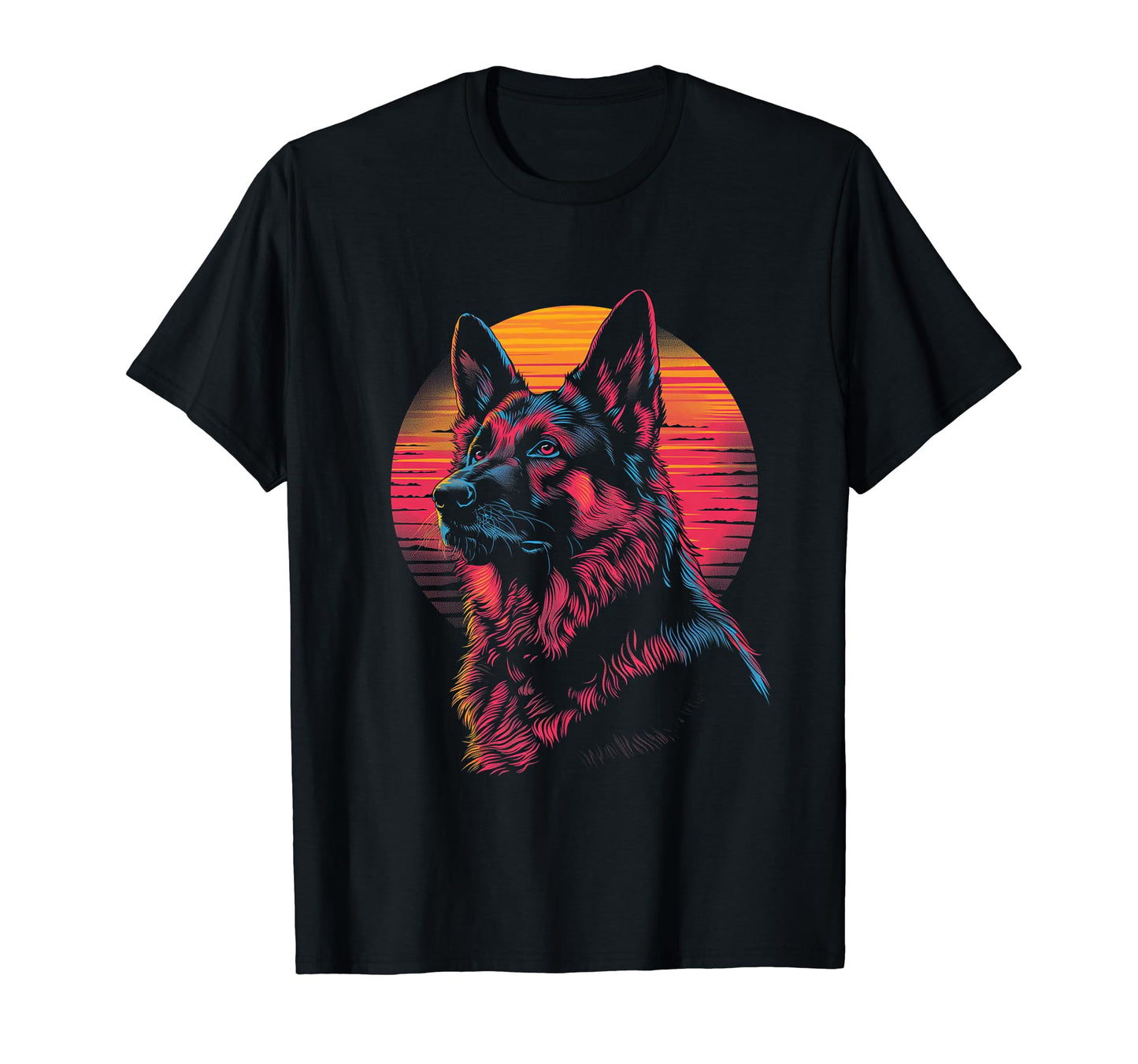 German Shepherd Dog Vaporwave T-Shirt - Aesthetic Graphic for Adults - T-Shirt, Sweatshirt, Hoodie