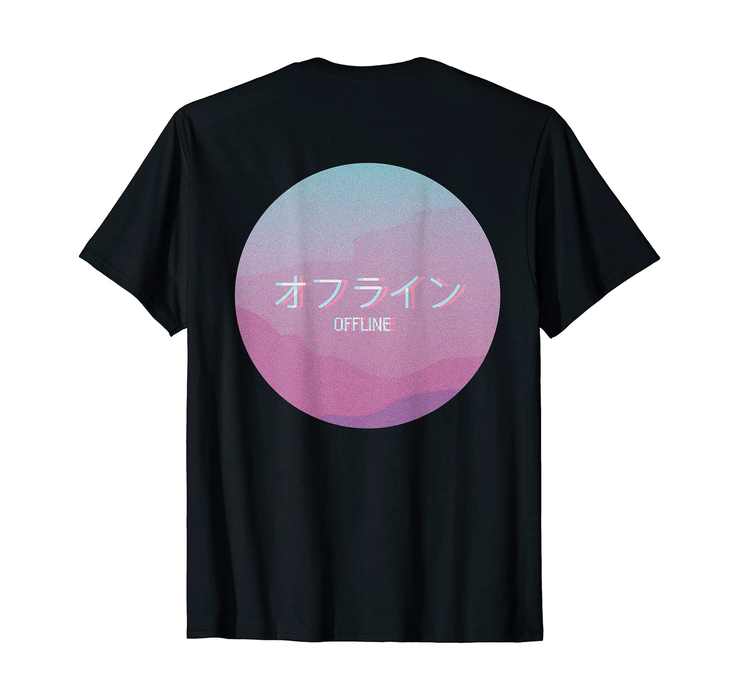 Sad Vaporwave Offline Kanji Back T-Shirt - Custom Art Print Unisex - T-Shirt, Sweatshirt, Hoodie