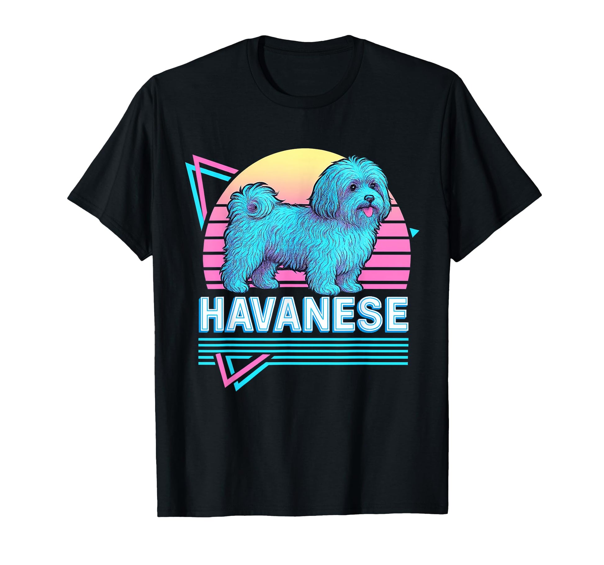Havanese Dog Synthwave Aesthetic Dog Lover T-Shirt - Graphic Print Unisex - T-Shirt, Sweatshirt, Hoodie