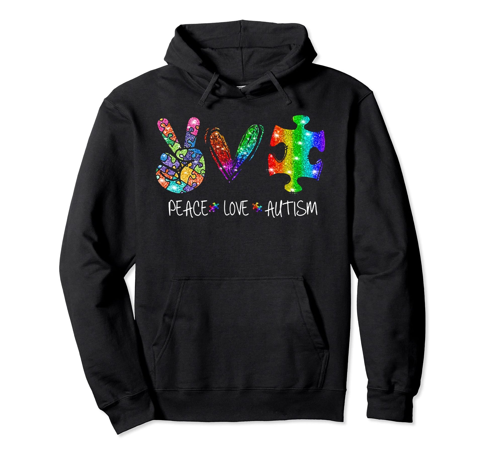 Peace Love Puzzle Ribbon Autism T-Shirt - Streetwear Style for Adults - T-Shirt, Sweatshirt, Hoodie