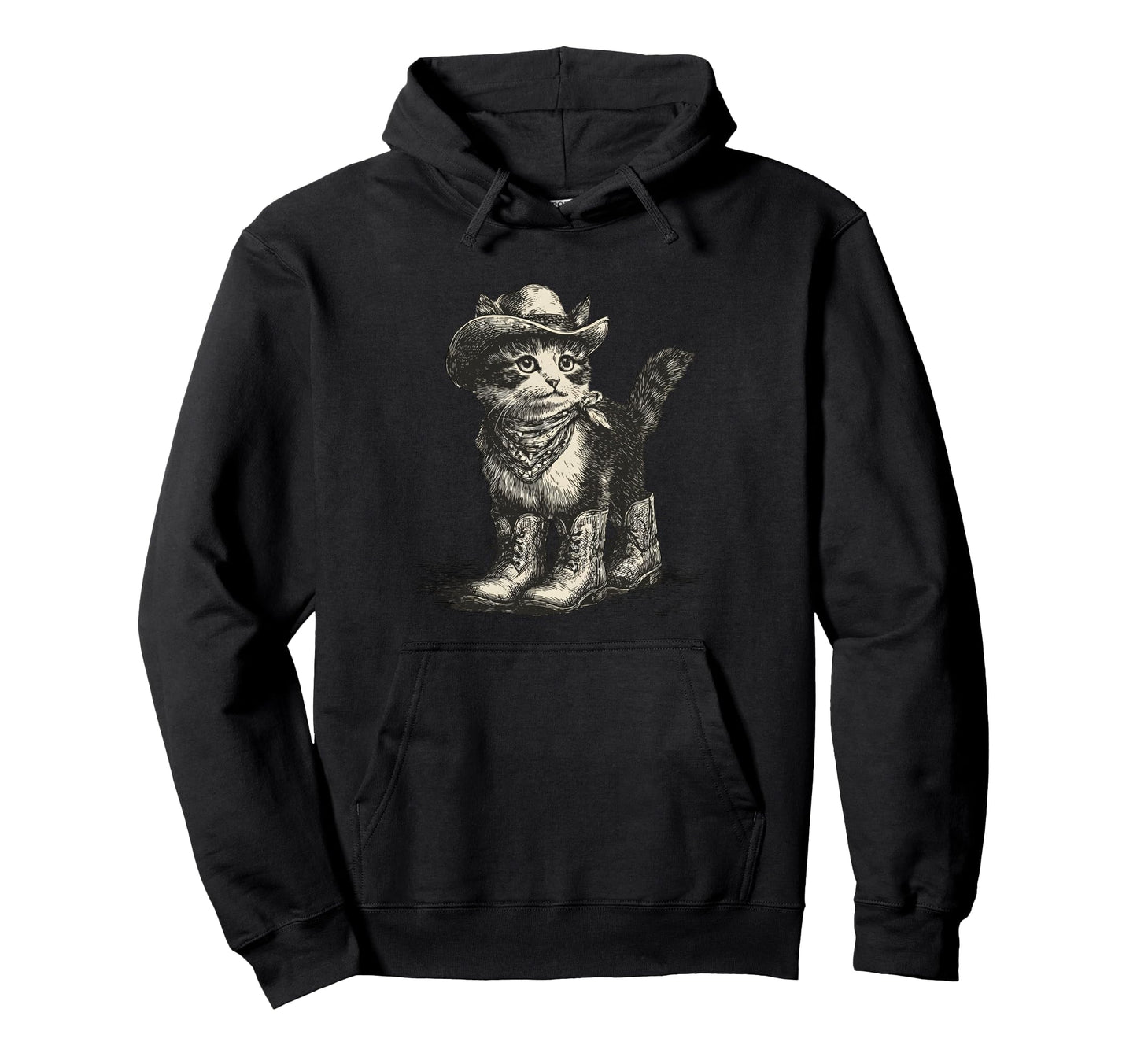 Cat Cowboy Western Country Cowgirl Funny Hoodie - Graphic Print Men Women - T-Shirt, Sweatshirt, Hoodie