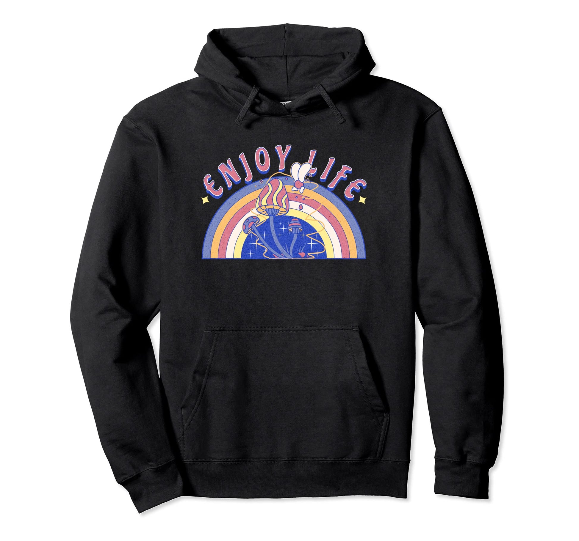 Rainbow Mushroom Enjoy Life Hoodie - Fun Novelty Design for Adults - T-Shirt, Sweatshirt, Hoodie