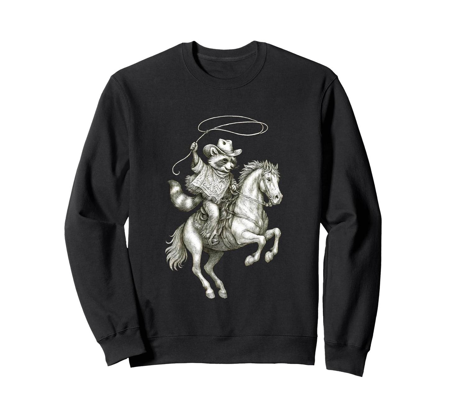 Raccoon Cowboy Western Country Sweatshirt - Streetwear Style for Adults - T-Shirt, Sweatshirt, Hoodie