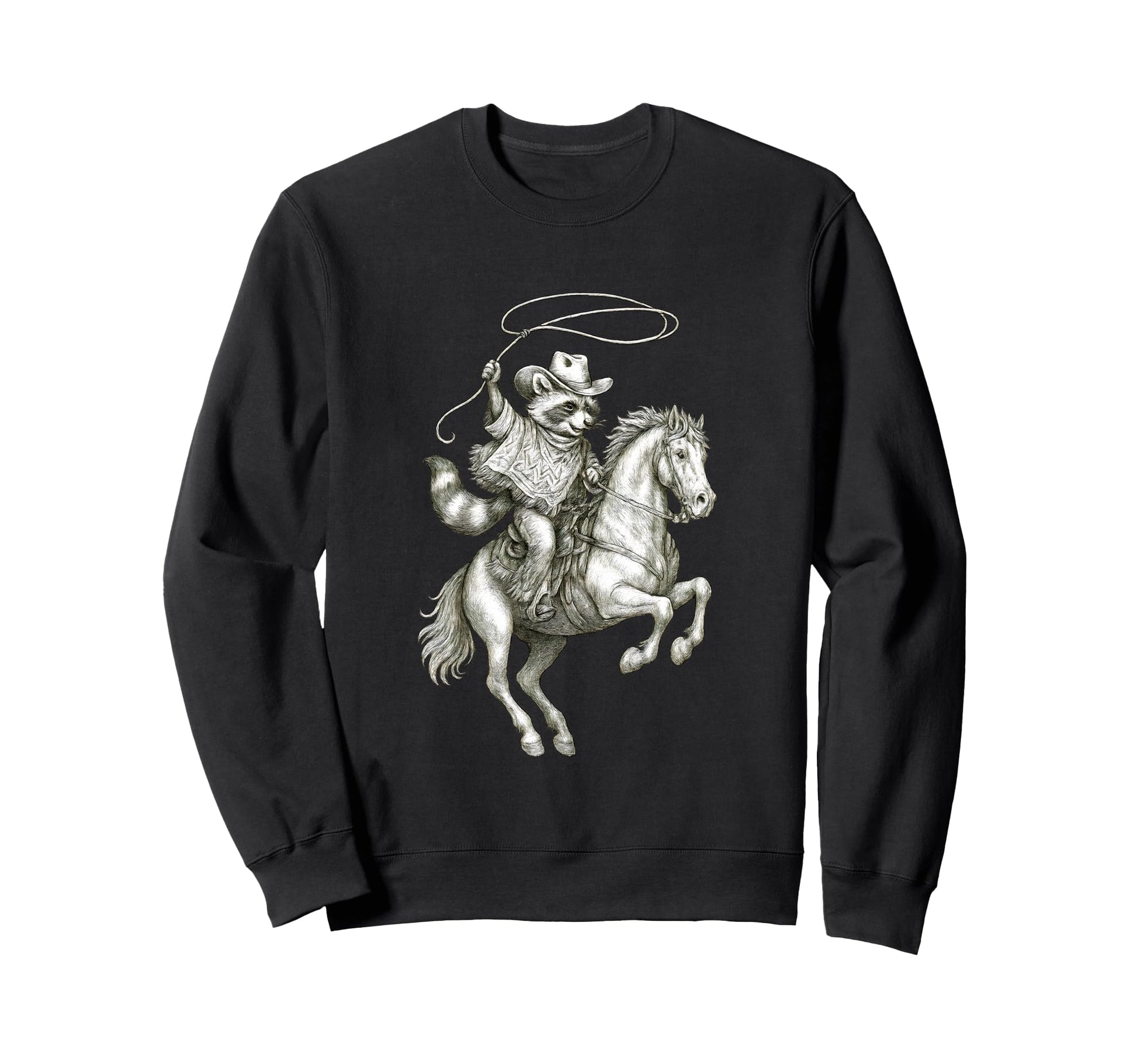 Raccoon Cowboy Western Country Sweatshirt - Streetwear Style for Adults - T-Shirt, Sweatshirt, Hoodie