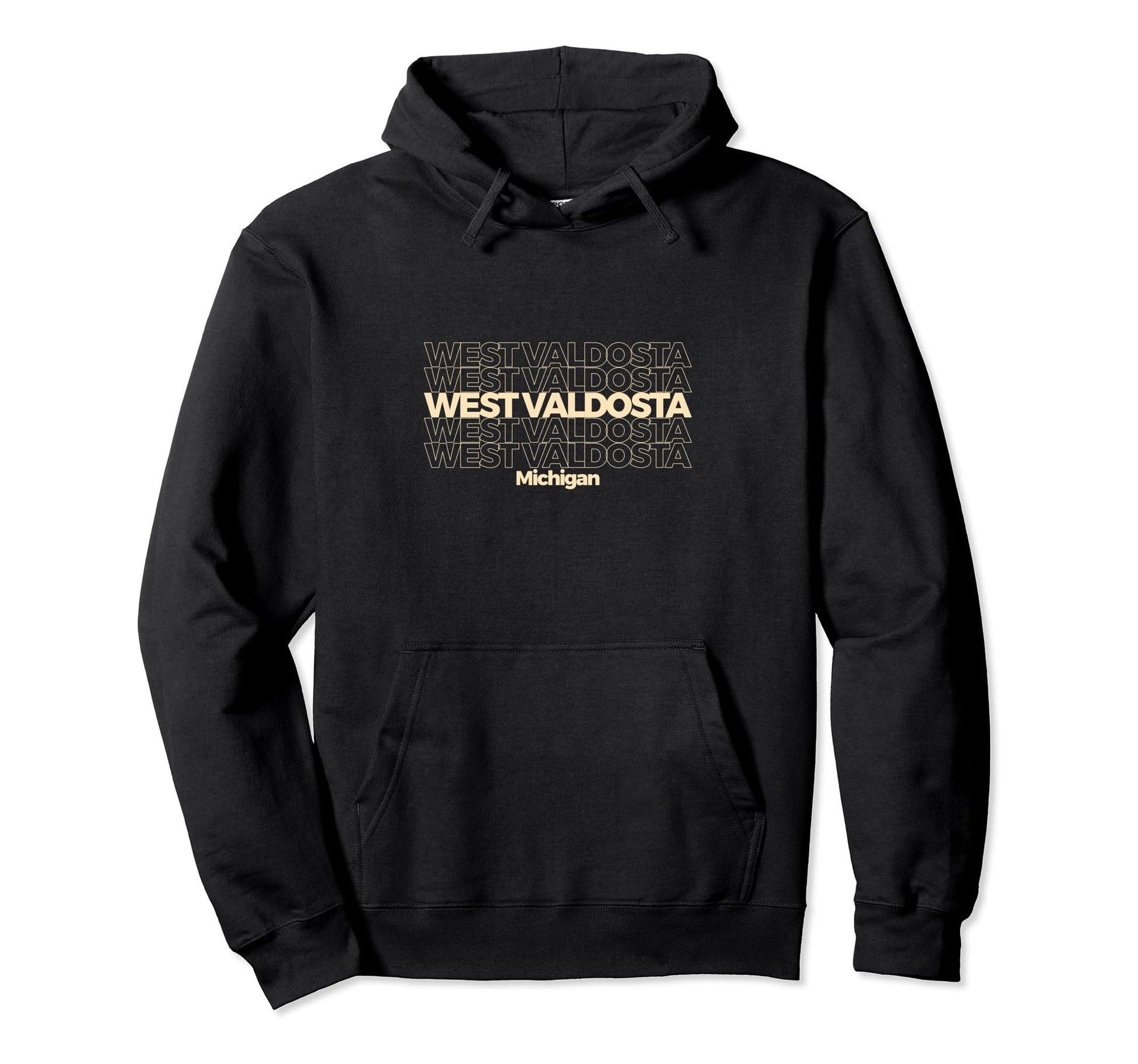 West Valdosta Georgia Repeating Text Hoodie - Aesthetic Graphic for Adults - T-Shirt, Sweatshirt, Hoodie