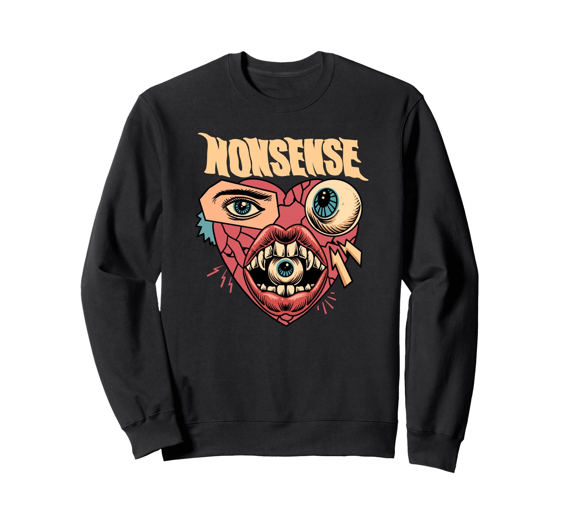 Heart Nonsense Eyes Aesthetic Edgy Sweatshirt - Novelty Apparel for Adults - T-Shirt, Sweatshirt, Hoodie