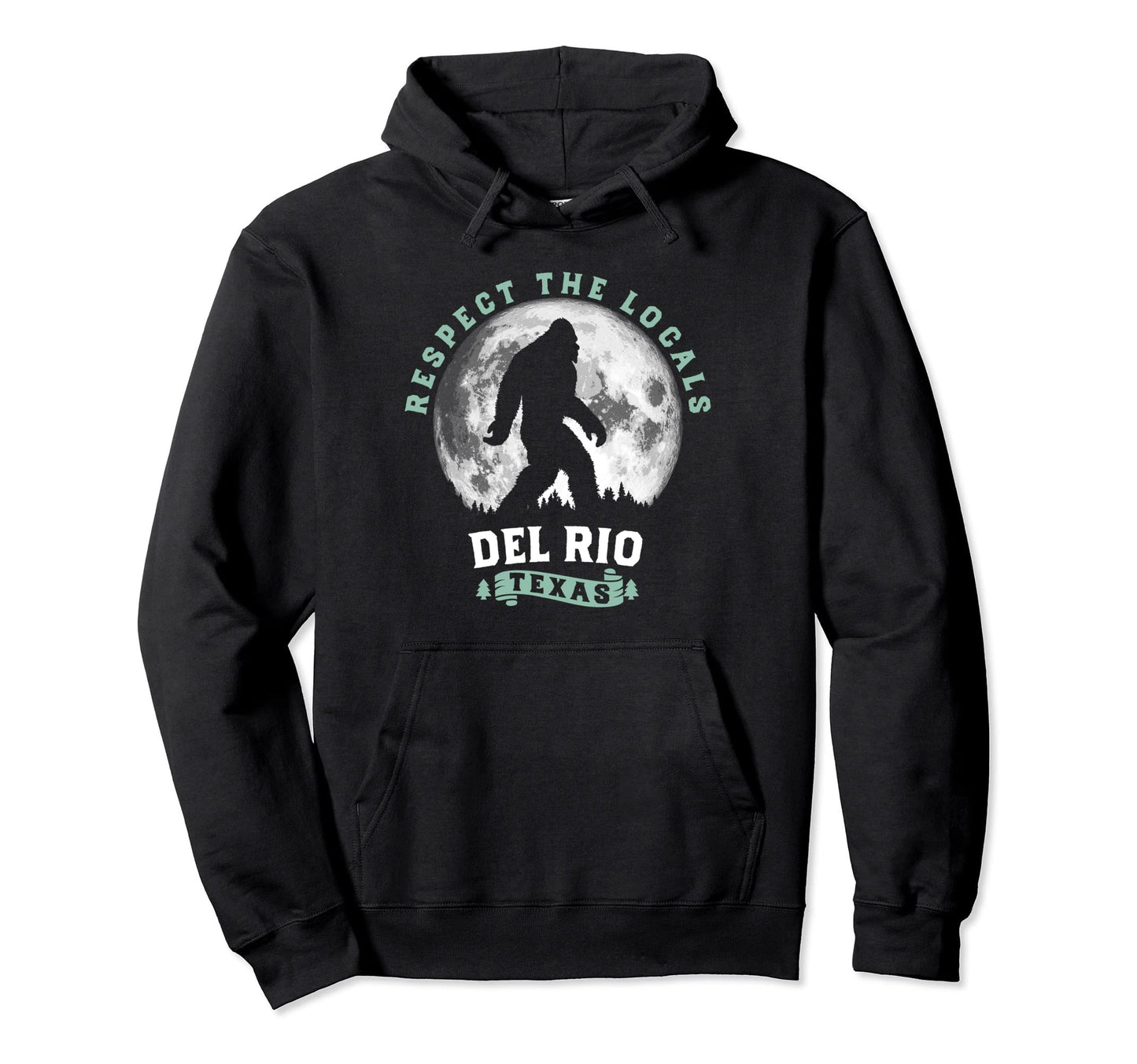 Del Rio Texas Bigfoot Night Walk Moon Hoodie - Streetwear Style for Adults - T-Shirt, Sweatshirt, Hoodie