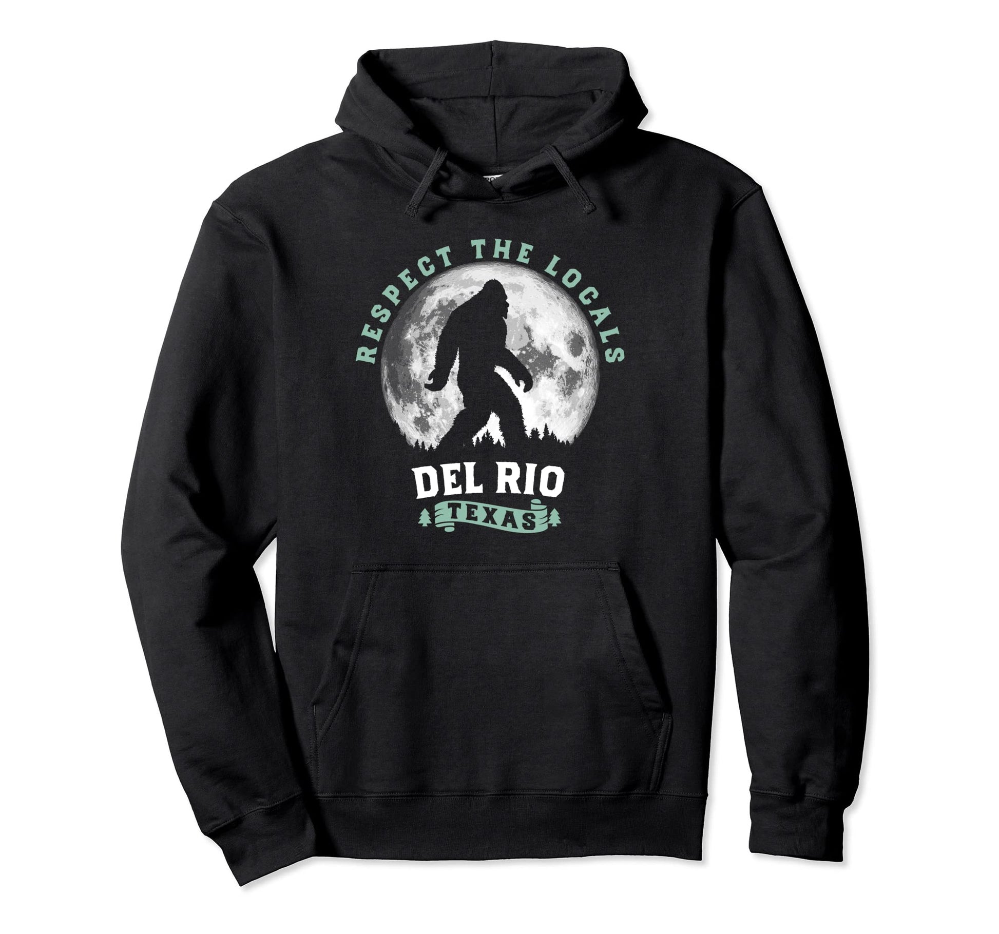 Del Rio Texas Bigfoot Night Walk Moon Hoodie - Streetwear Style for Adults - T-Shirt, Sweatshirt, Hoodie