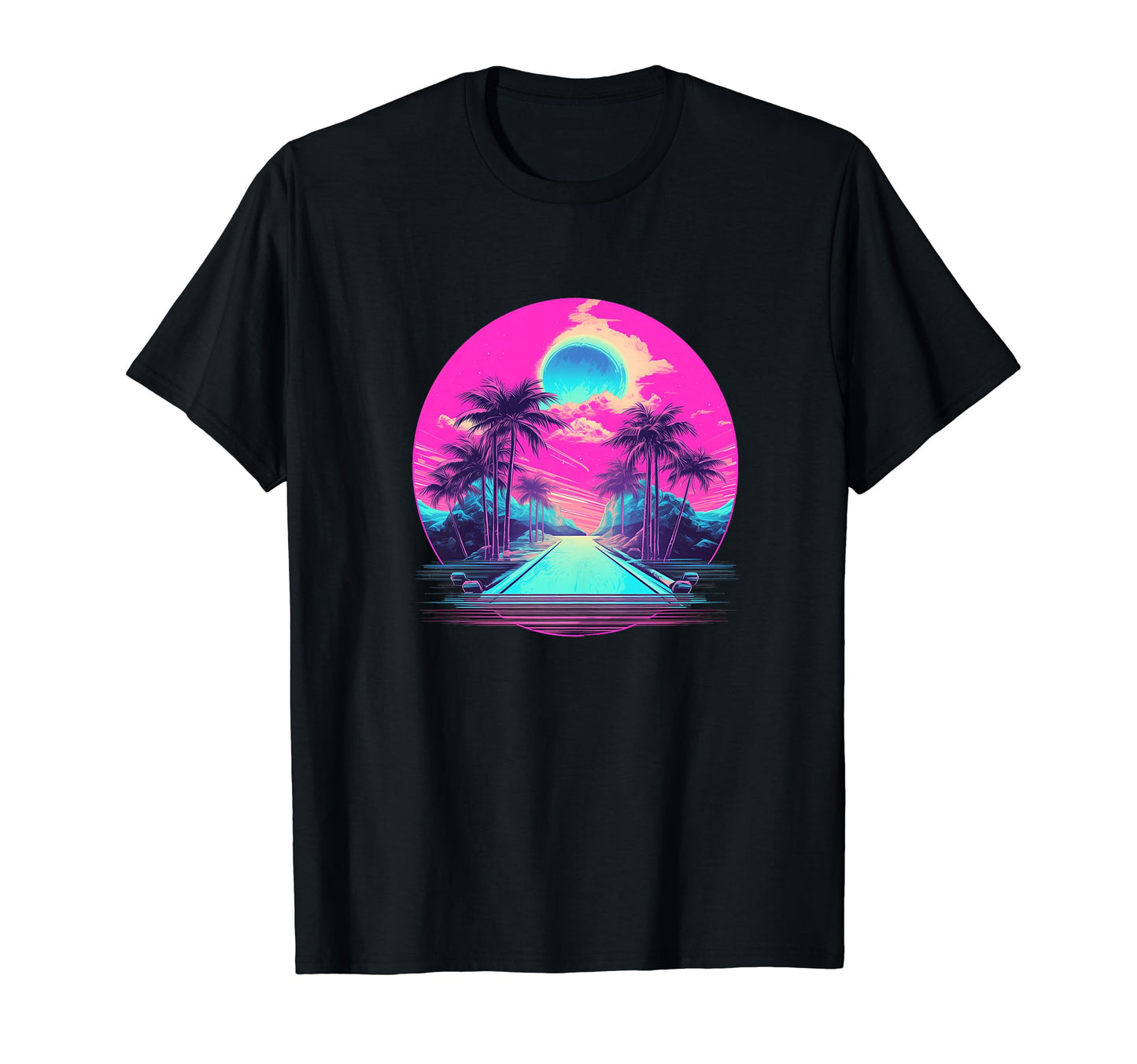 Vaporwave Landscape Aesthetic Art T-Shirt - Aesthetic Graphic for Adults - T-Shirt, Sweatshirt, Hoodie