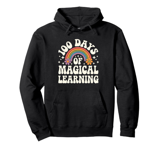 100 Days Magical Learning Rainbow Hoodie - Casual Everyday Wear for Adults - T-Shirt, Sweatshirt, Hoodie