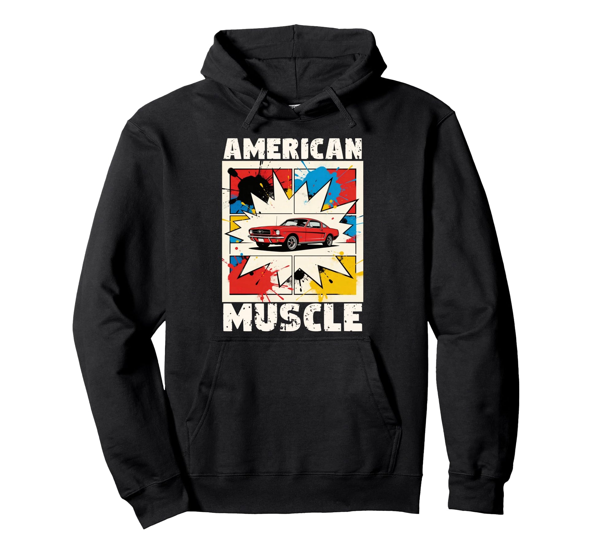 American Muscle Car Lovers Comic Auto Hoodie - Minimalist Print Men Women - T-Shirt, Sweatshirt, Hoodie
