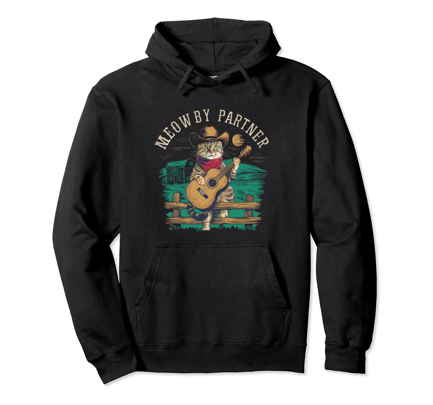 Meowdy Partner Cowboy Cat Hoodie - Unique Graphic Unisex - T-Shirt, Sweatshirt, Hoodie