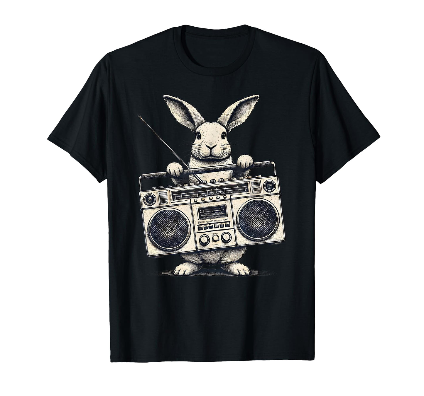 Hip Hop Easter Bunny Boombox T-Shirt - Casual Everyday Wear for Adults - T-Shirt, Sweatshirt, Hoodie