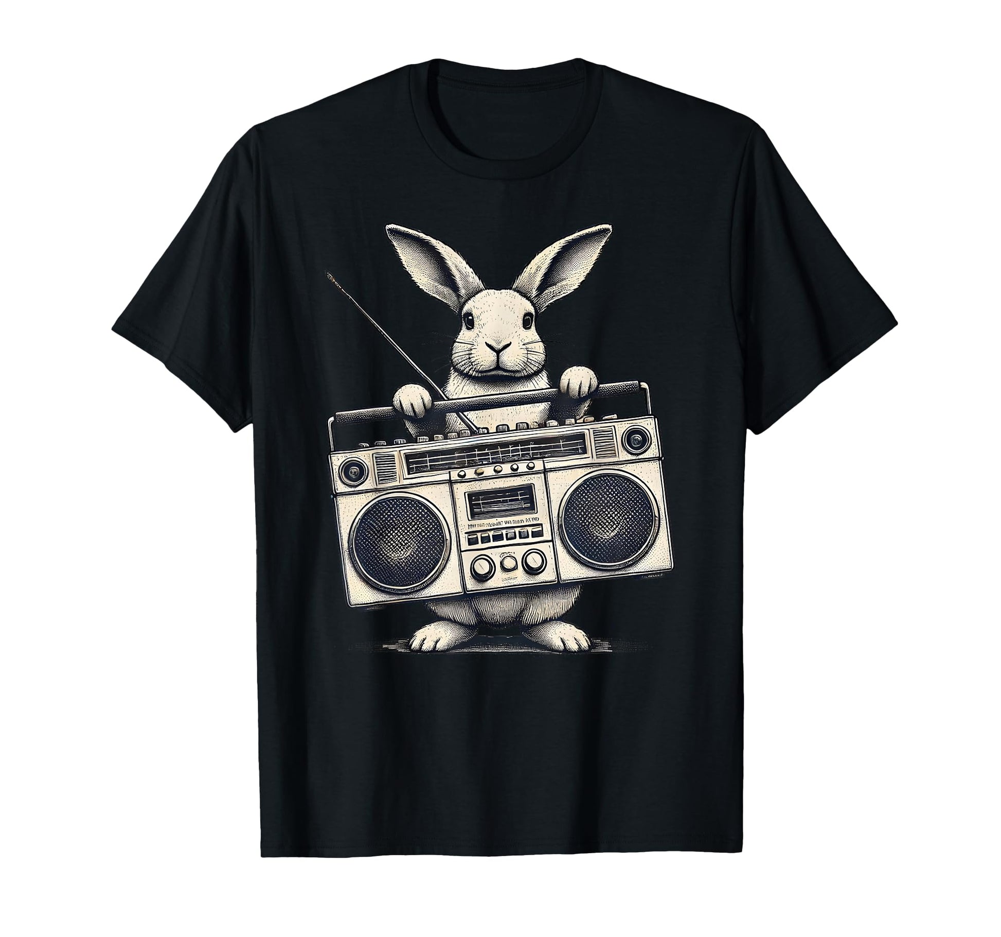 Hip Hop Easter Bunny Boombox T-Shirt - Casual Everyday Wear for Adults - T-Shirt, Sweatshirt, Hoodie