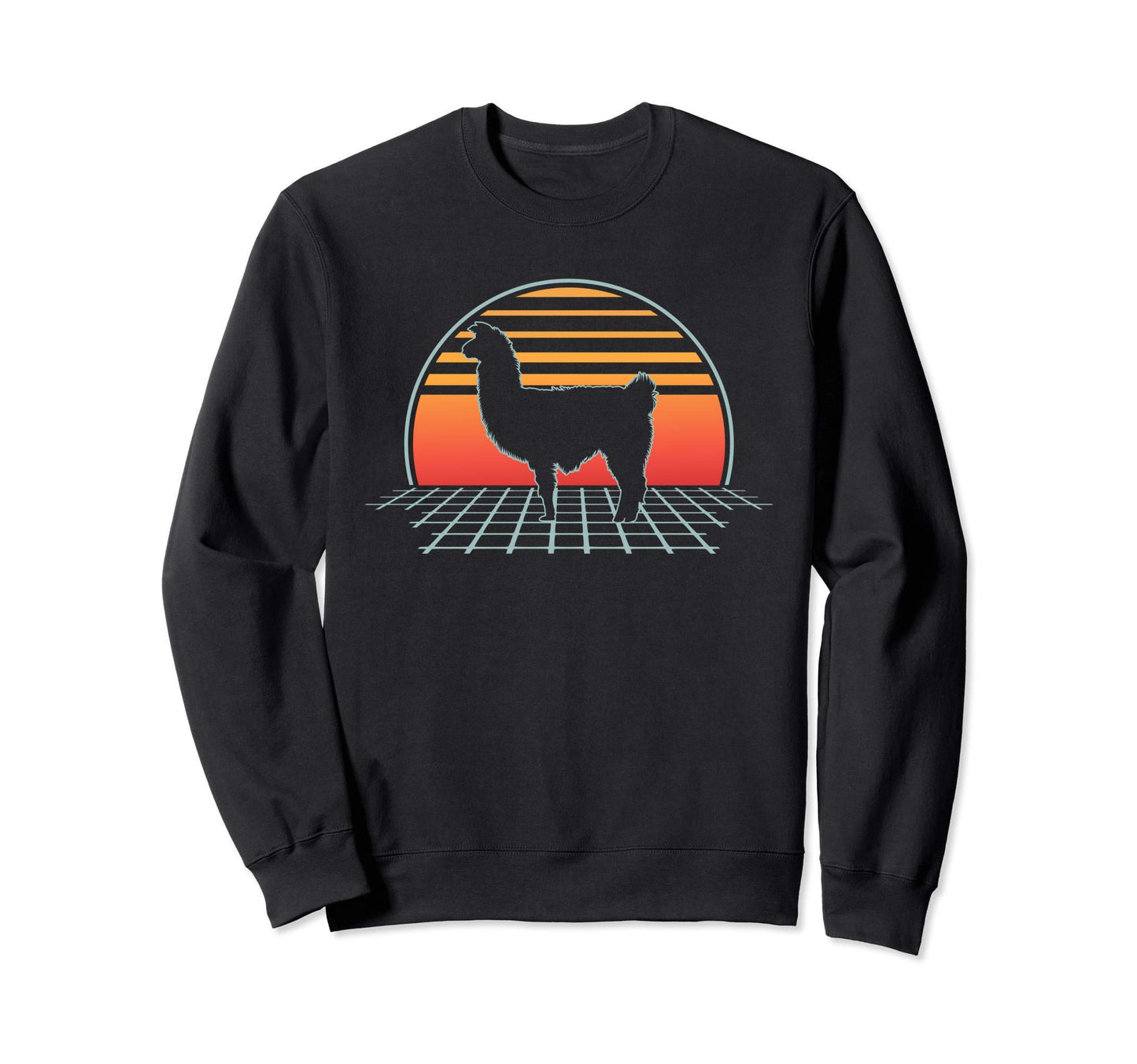 Llama 70S 80S Animal Vaporwave Sweatshirt - Custom Art Print Men Women - T-Shirt, Sweatshirt, Hoodie