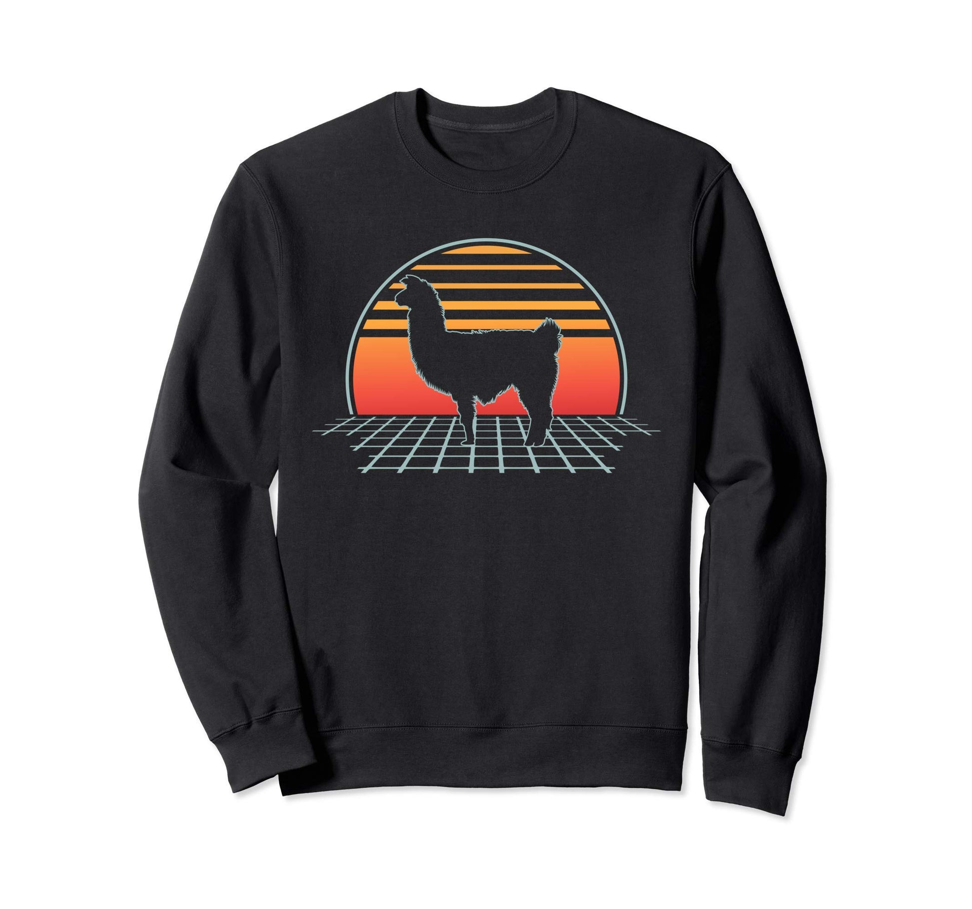 Llama 70S 80S Animal Vaporwave Sweatshirt - Custom Art Print Men Women - T-Shirt, Sweatshirt, Hoodie
