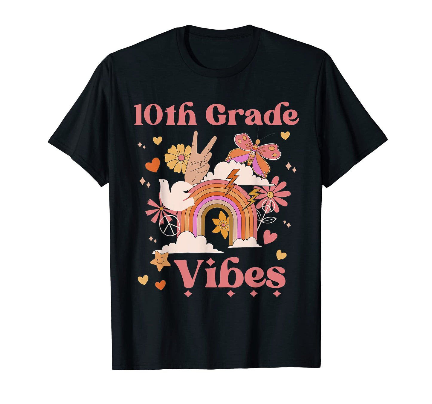 10Th Grade Vibes School Groovy Boho T-Shirt - Graphic Print Men Women - T-Shirt, Sweatshirt, Hoodie