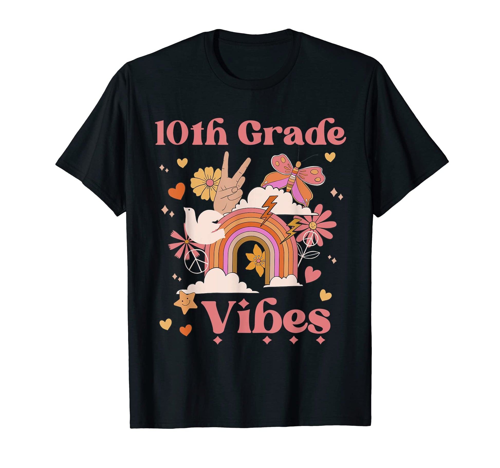 10Th Grade Vibes School Groovy Boho T-Shirt - Graphic Print Men Women - T-Shirt, Sweatshirt, Hoodie